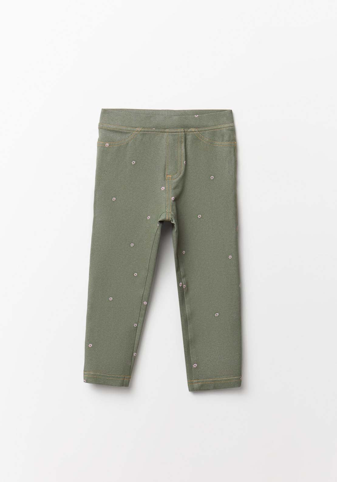 Denim Knit Leggings - Green