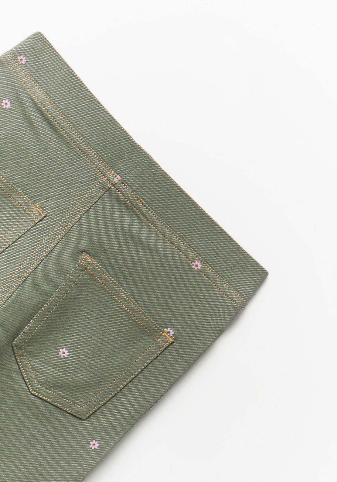 Denim Knit Leggings - Green