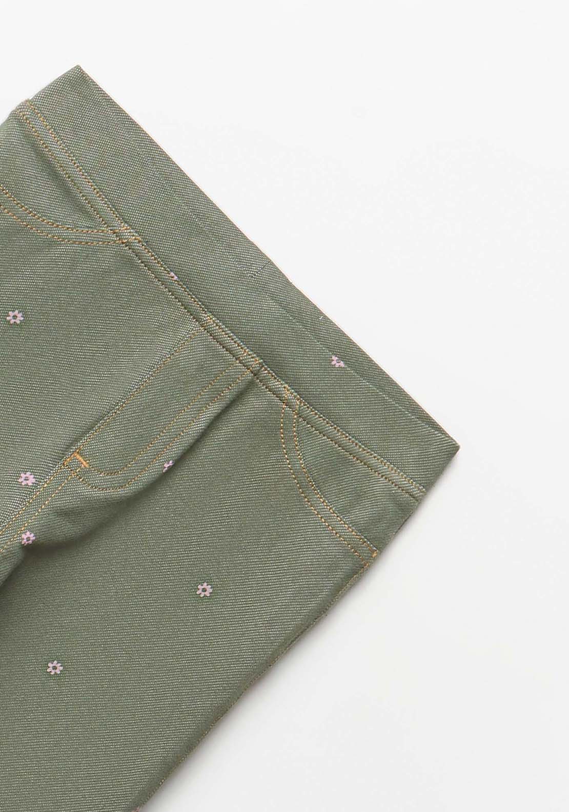 Denim Knit Leggings - Green