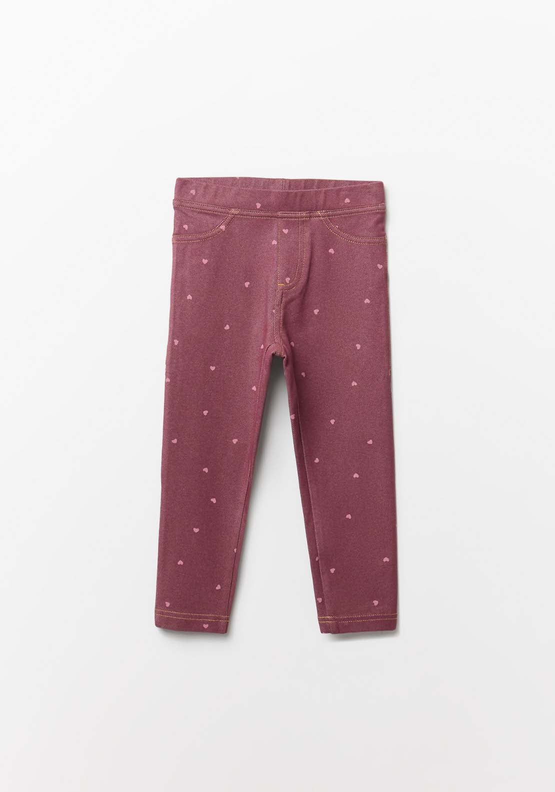 Denim Knit Leggings - Red