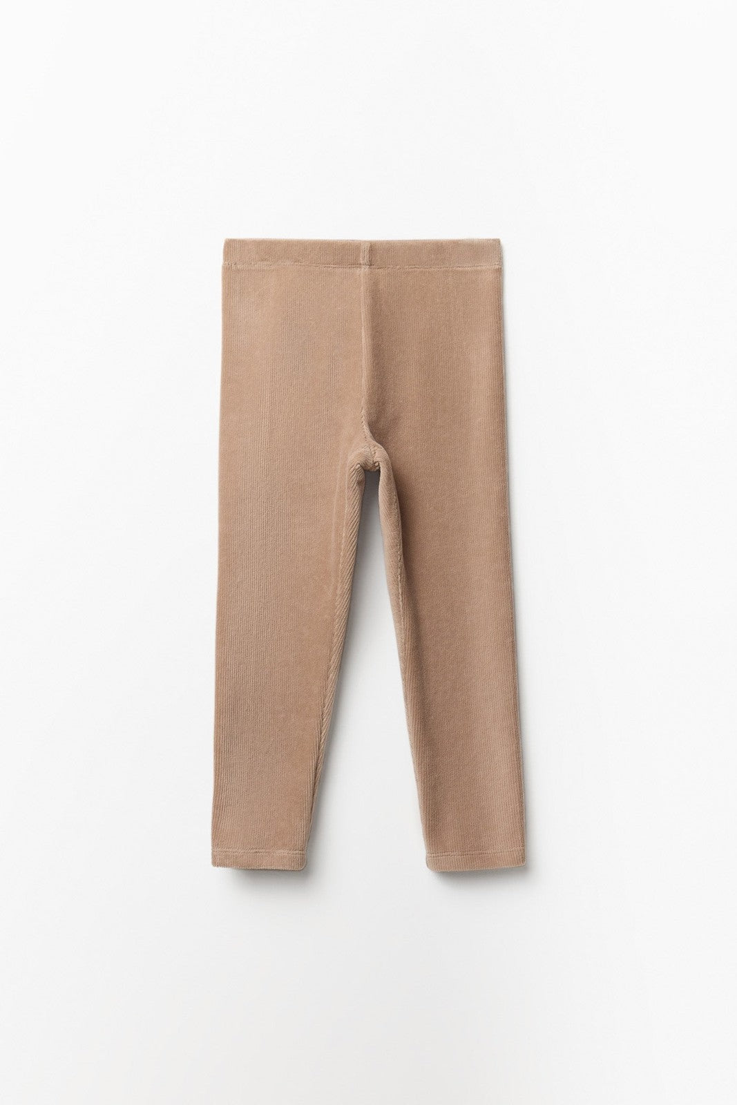 Ribbed Velour Leggings - Beige