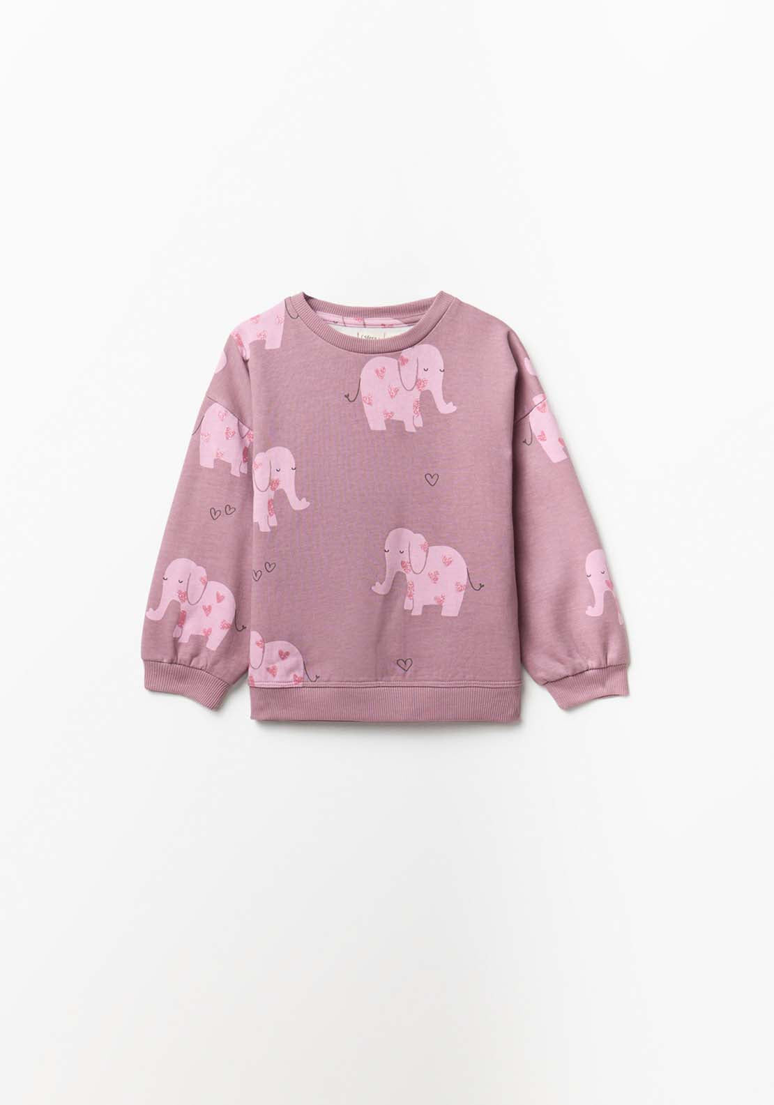 Elephant Print Fleece Set - Purple