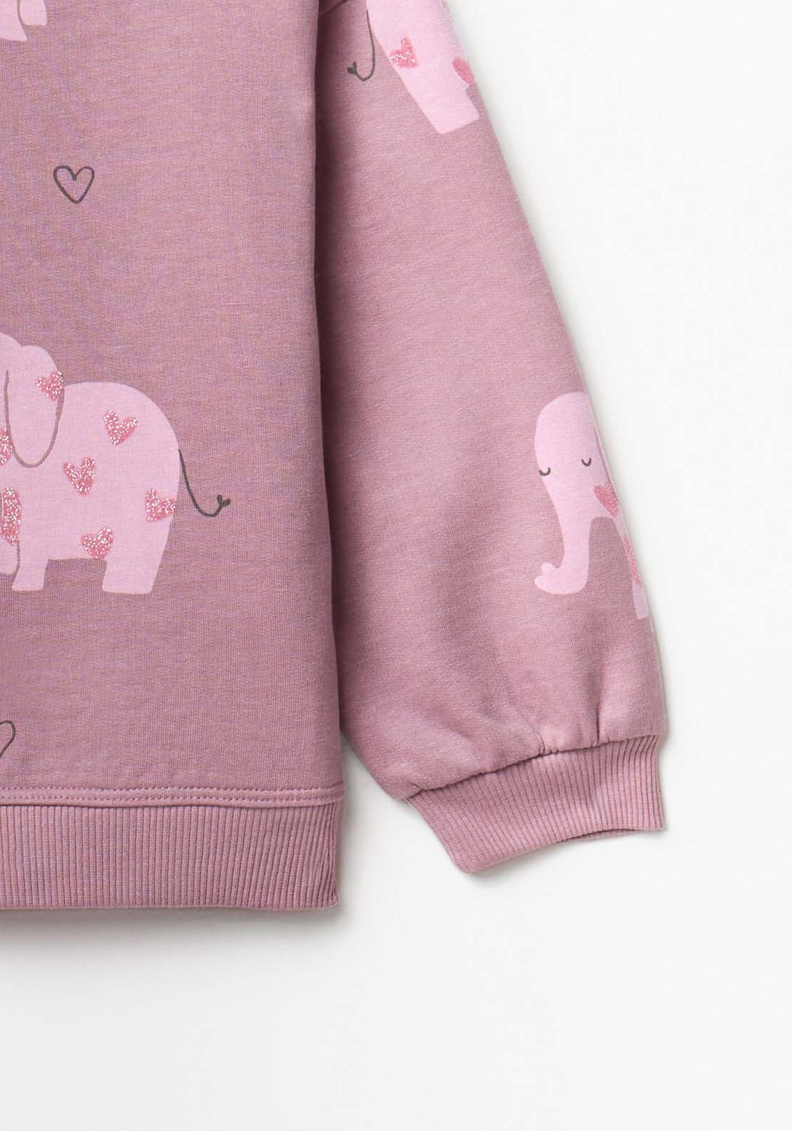 Elephant Print Fleece Set - Purple