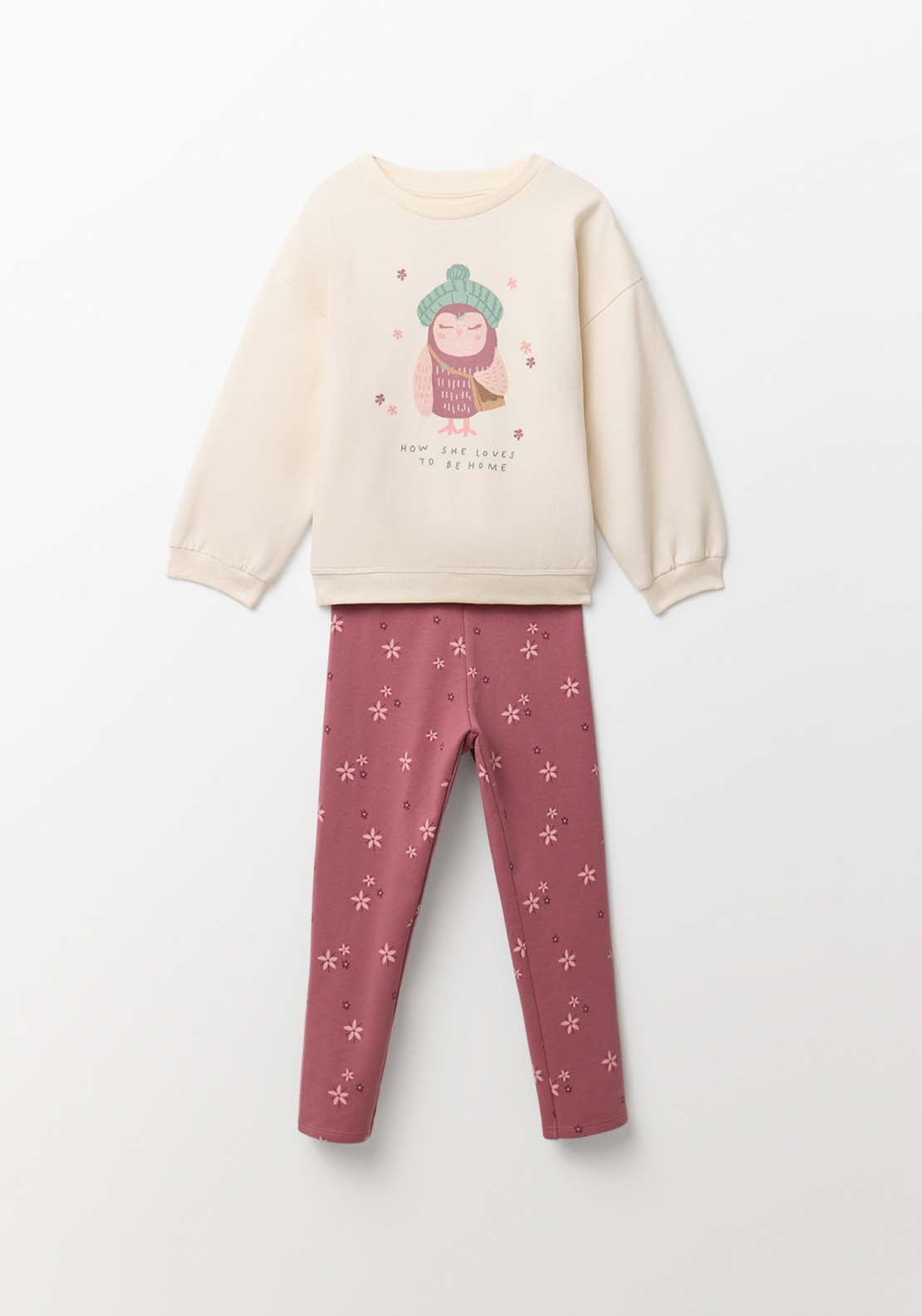 Owl Fleece Set - Pink