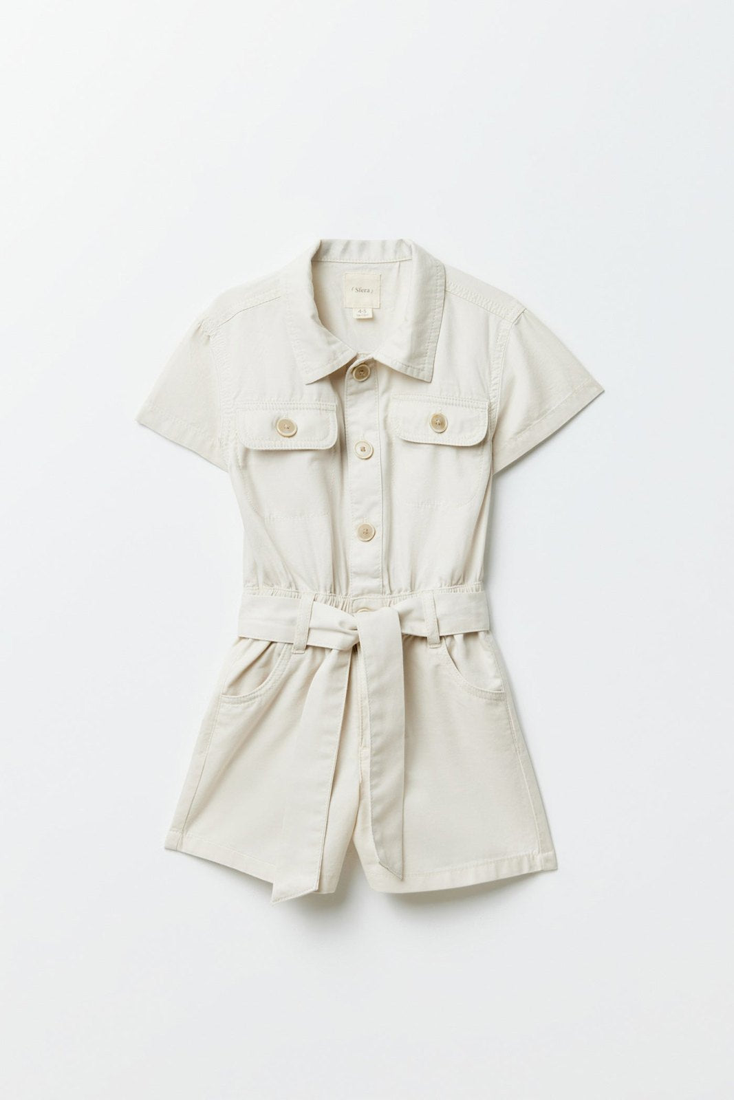 Sfera Short twill jumpsuit - Beige 3 Shaws Department Stores