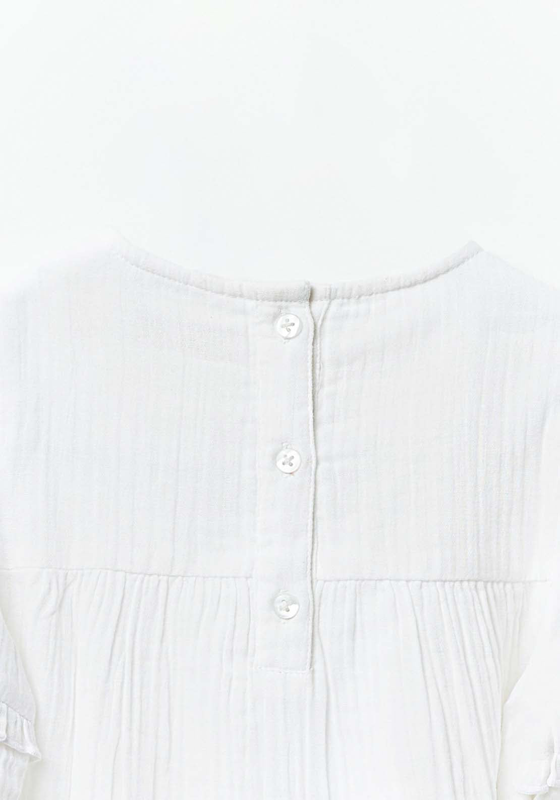 Sfera Long Sleeve Design Smock Blouse - White 3 Shaws Department Stores