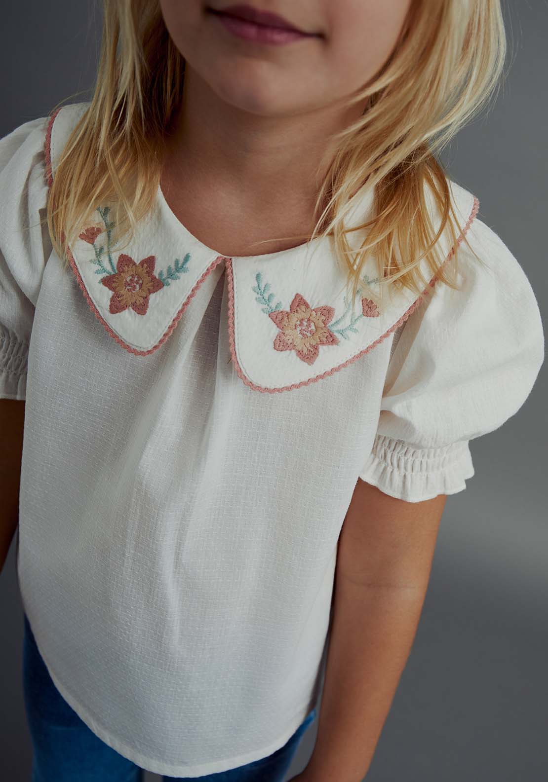Sfera Puritan collar dobby blouse - Ecru 4 Shaws Department Stores