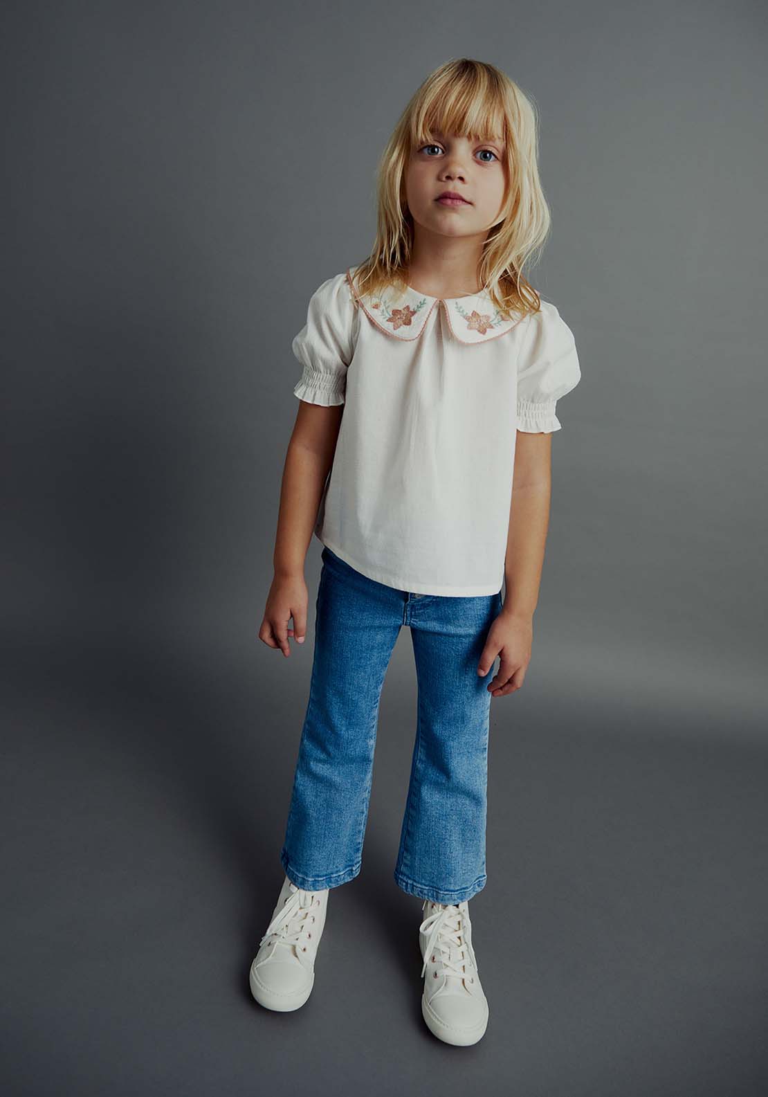 Sfera Puritan collar dobby blouse - Ecru 2 Shaws Department Stores