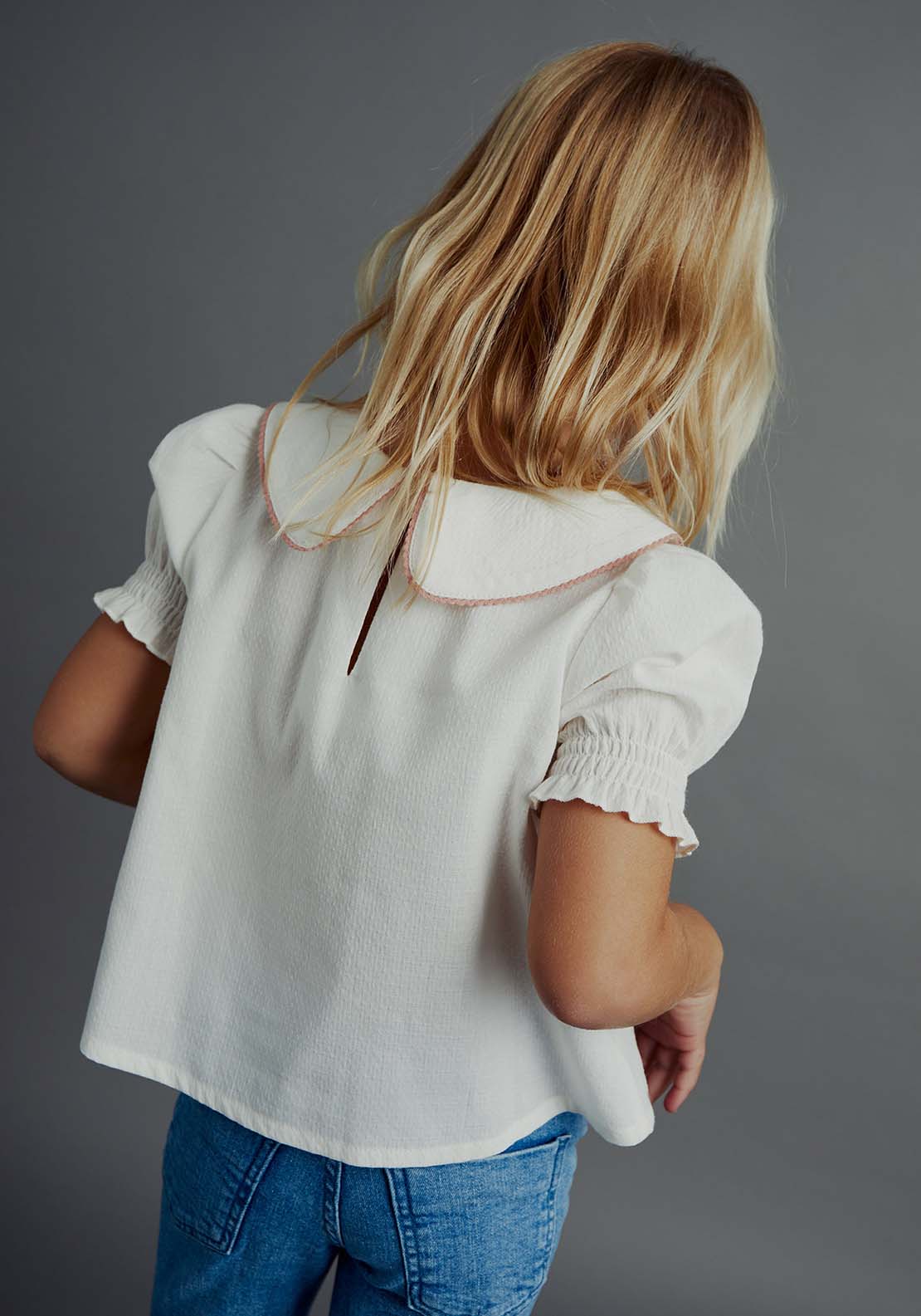 Sfera Puritan collar dobby blouse - Ecru 5 Shaws Department Stores