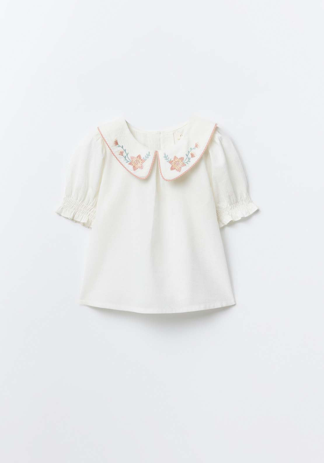Sfera Puritan collar dobby blouse - Ecru 7 Shaws Department Stores