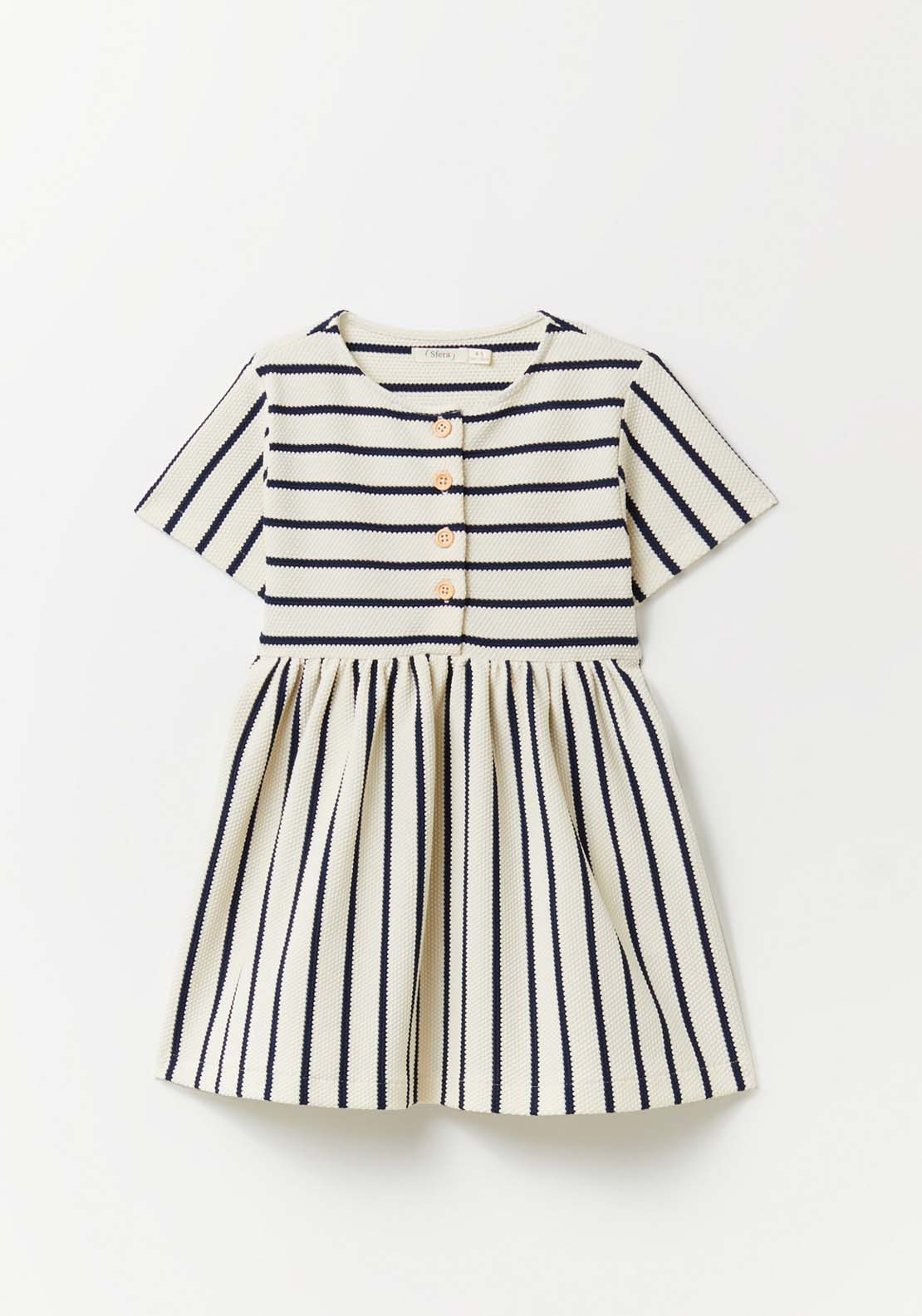 Sfera Striped Button Dress - White 2 Shaws Department Stores