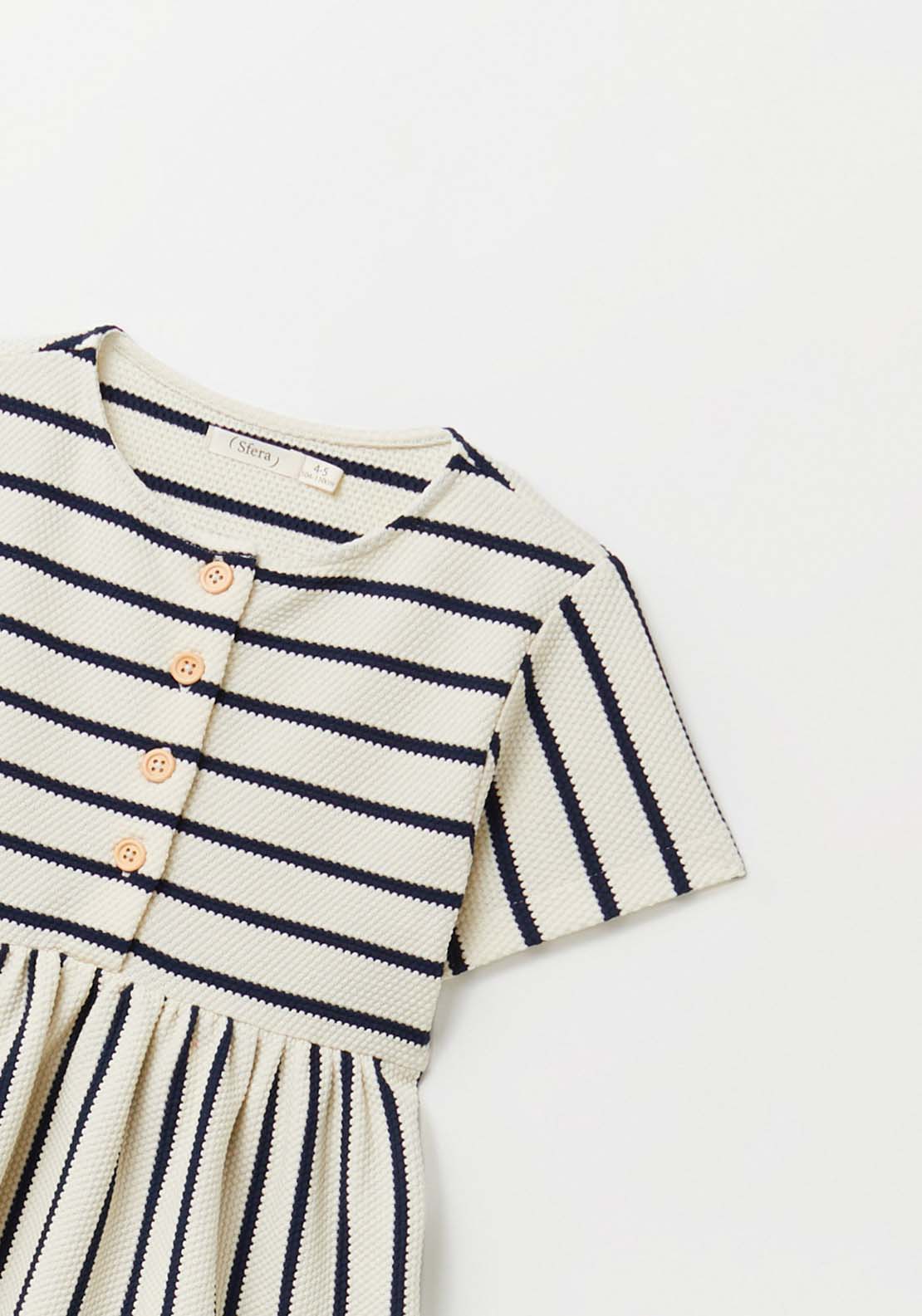 Sfera Striped Button Dress - White 3 Shaws Department Stores