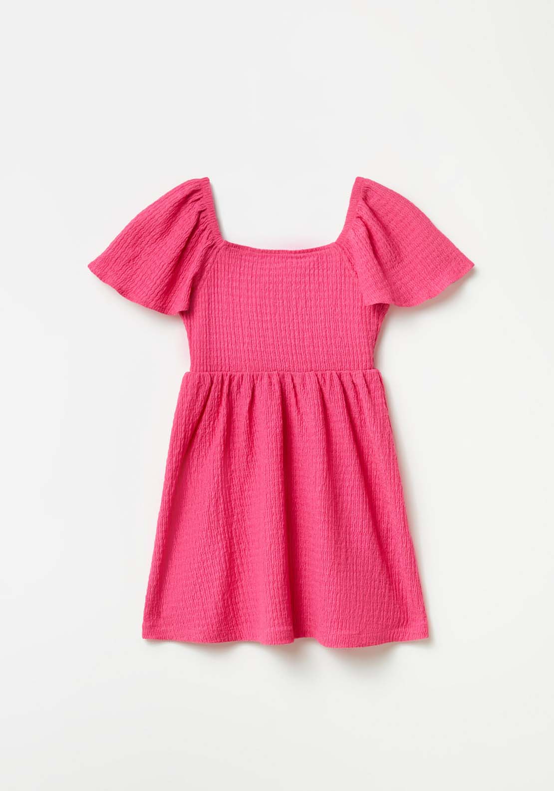 Sfera Short Sleeve Wrinkled Fabric Dress - Fuchsia 1 Shaws Department Stores