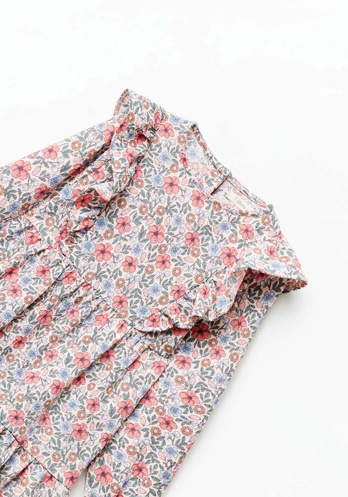 Sfera Long Sleeve Floral Smock Dress - Pink 2 Shaws Department Stores