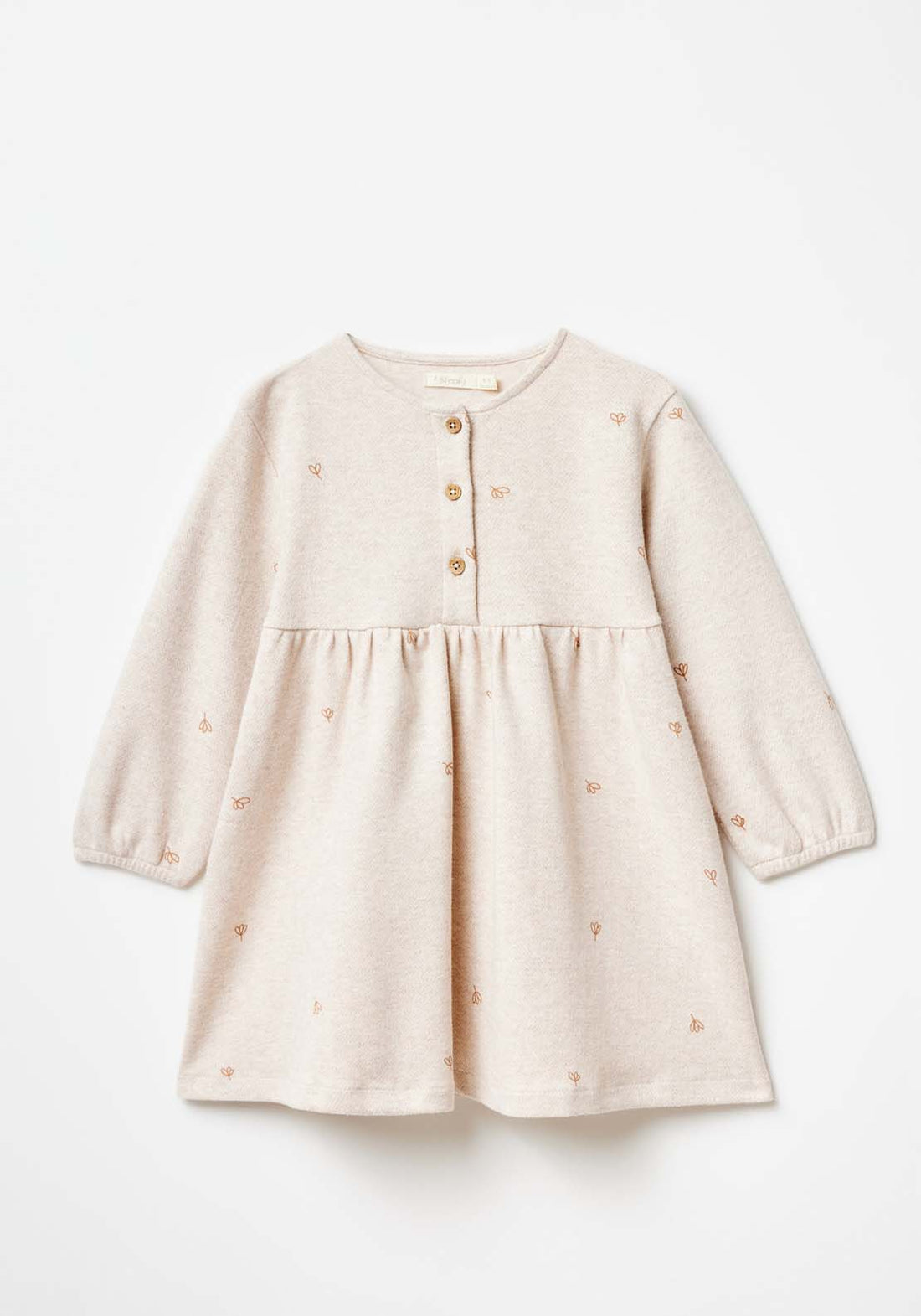 Long Sleeve Smock Dress - Beige Shaws Long Sleeve Smock Dress - Beige Shaws