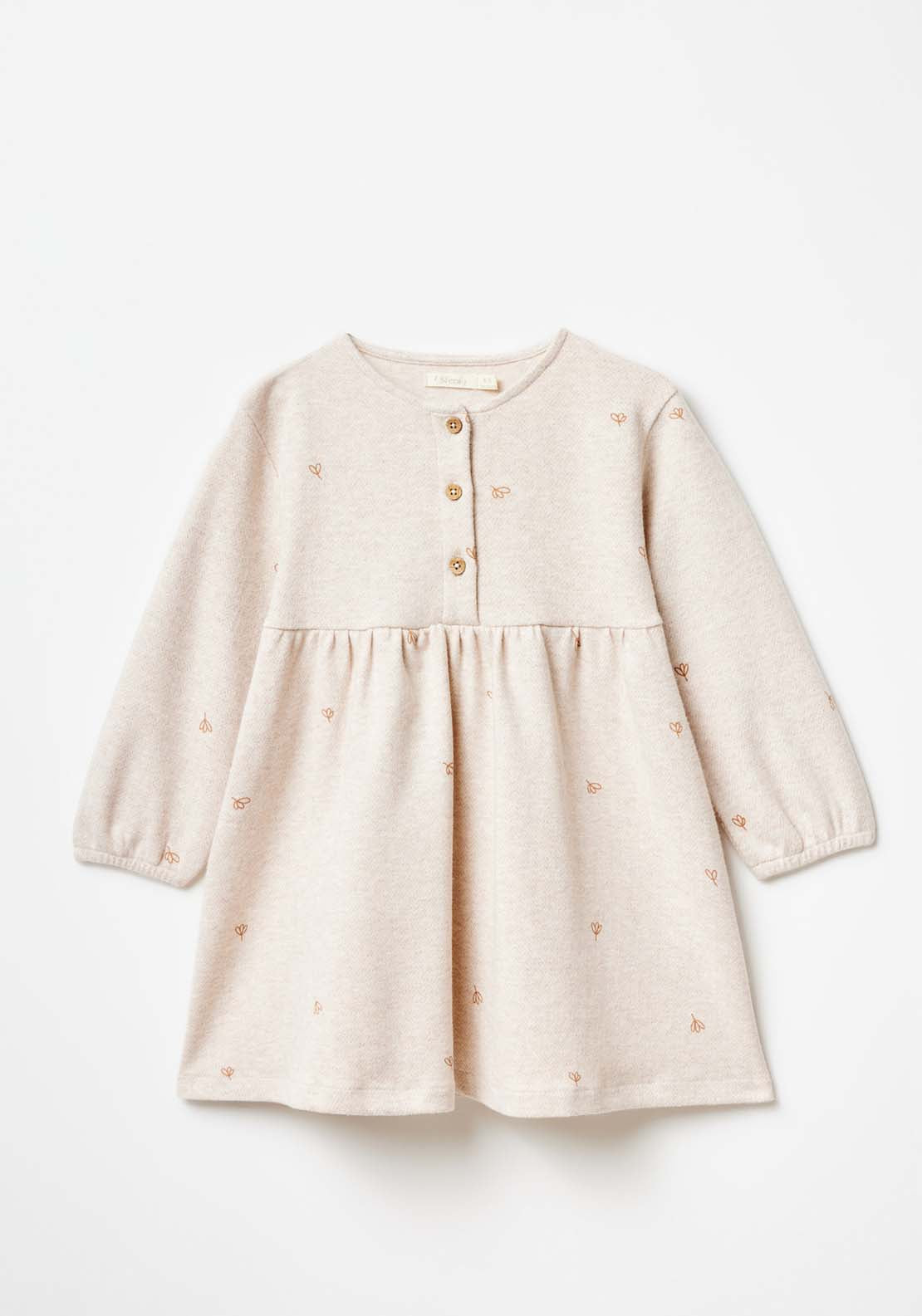 Sfera Long Sleeve Smock Dress - Beige 1 Shaws Department Stores