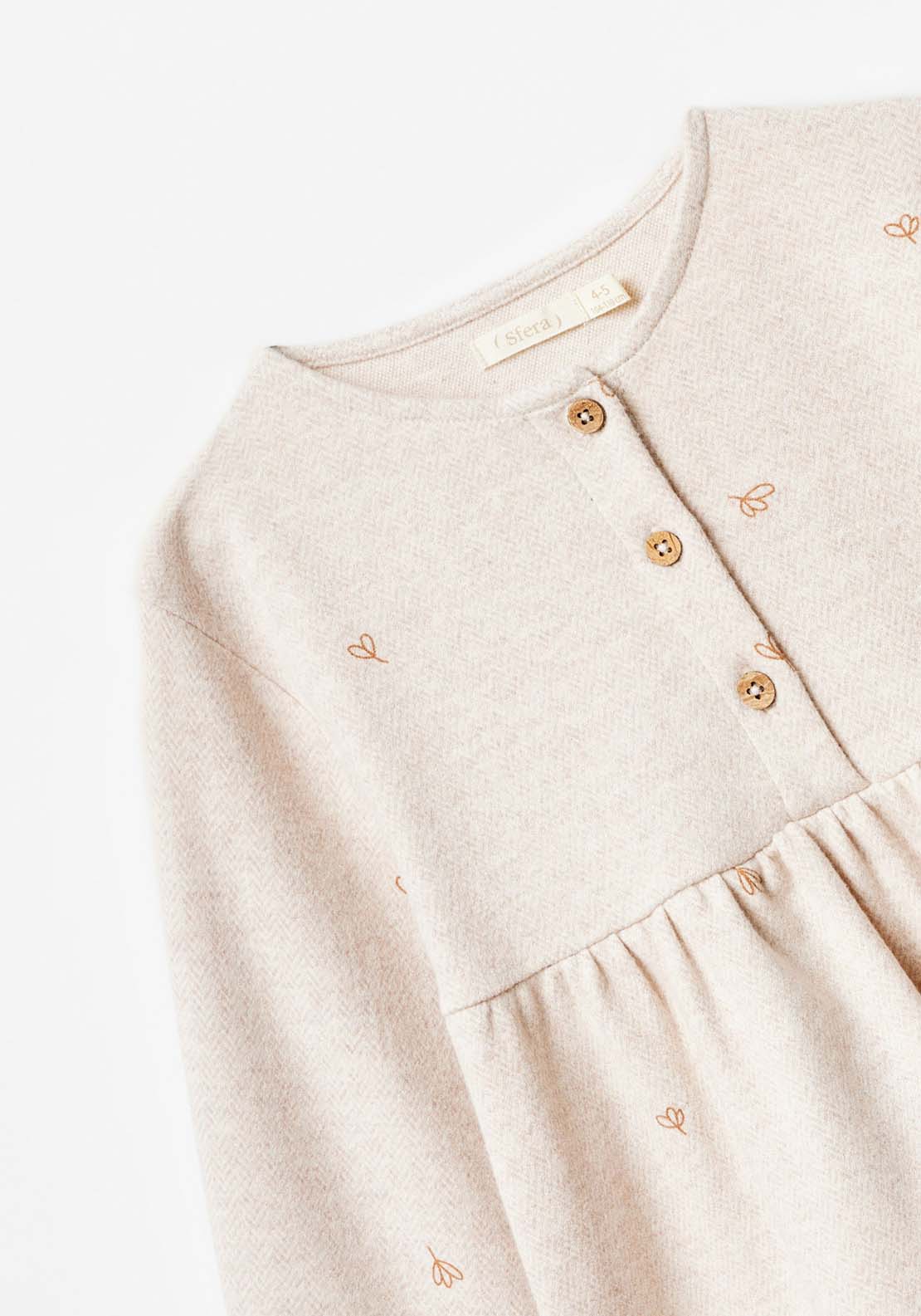 Sfera Long Sleeve Smock Dress - Beige 2 Shaws Department Stores