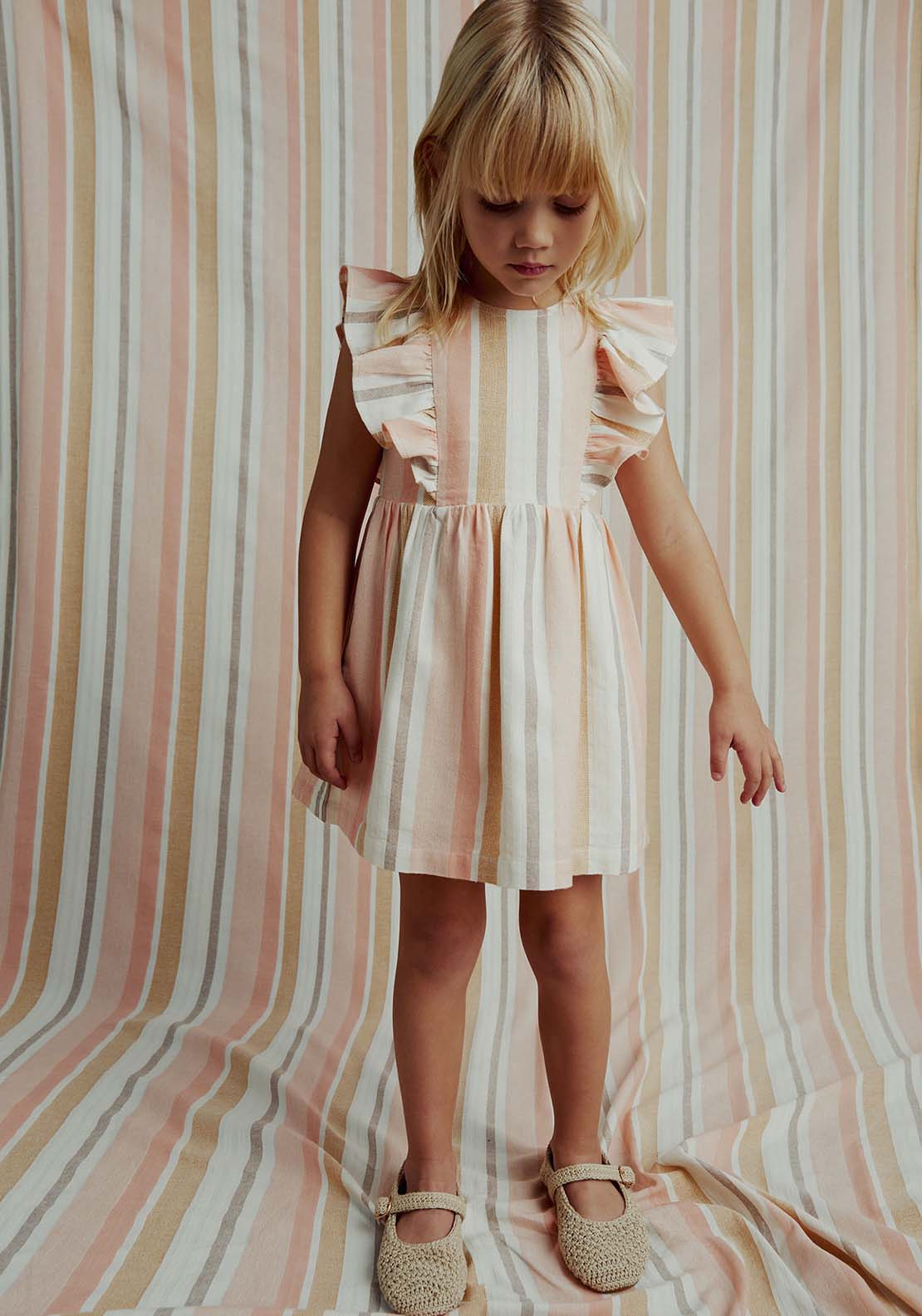Sfera Stripes rustic dress - Salmon 1 Shaws Department Stores