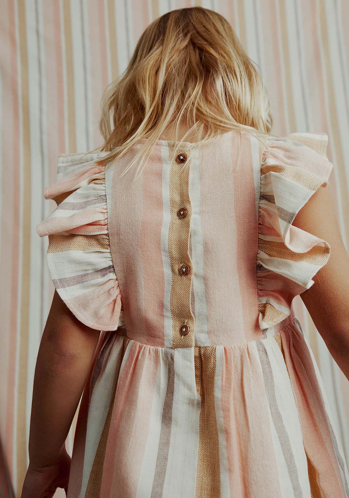 Sfera Stripes rustic dress - Salmon 4 Shaws Department Stores
