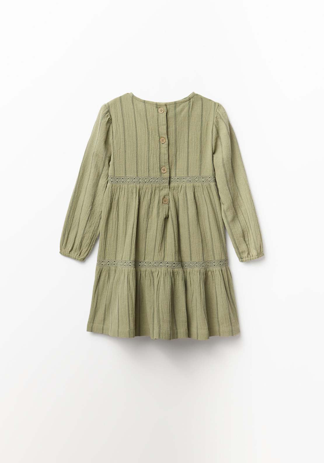 Sfera Long Sleeved Shirt Dress With Round Neck - Green 7 Shaws Department Stores