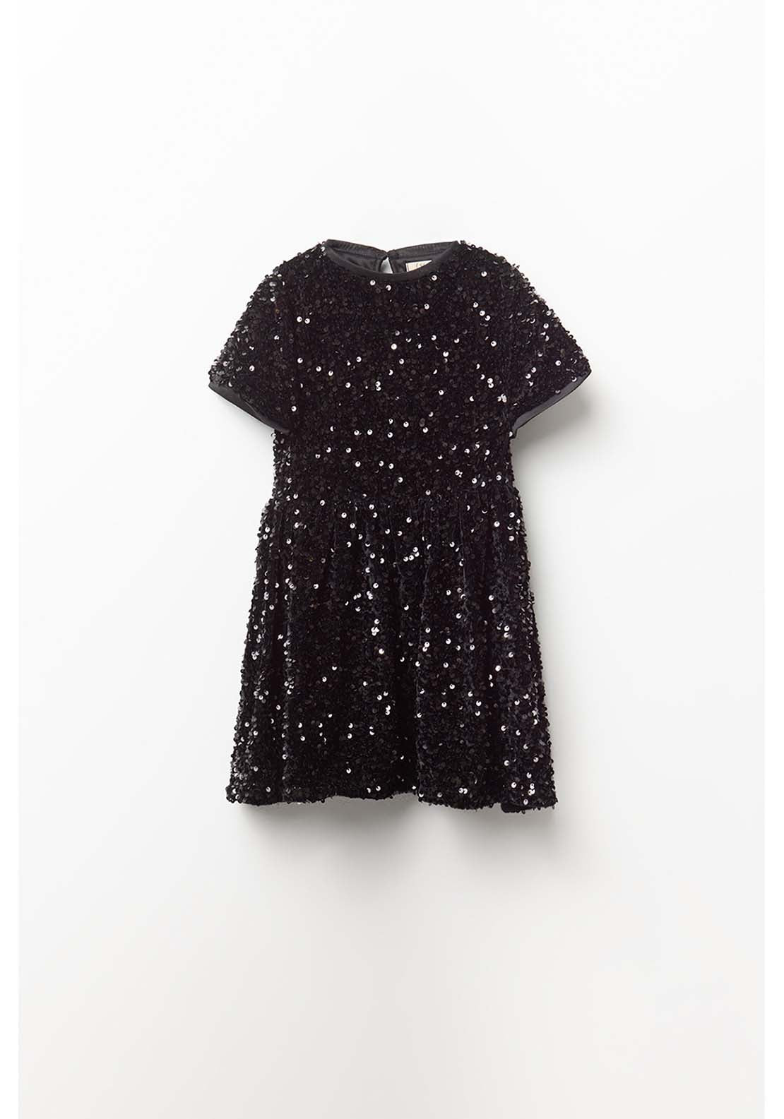 Sfera Sequined Velvet Dress - Black 1 Shaws Department Stores