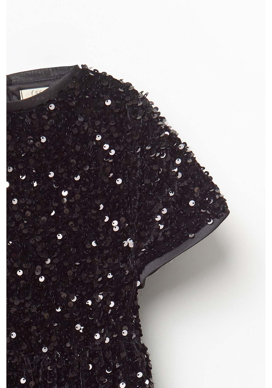 Sfera Sequined Velvet Dress - Black 3 Shaws Department Stores