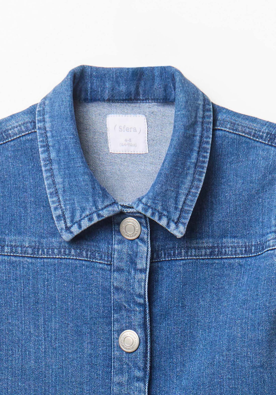 Denim Dress with Embroidered Pockets - Denim Medium Wash