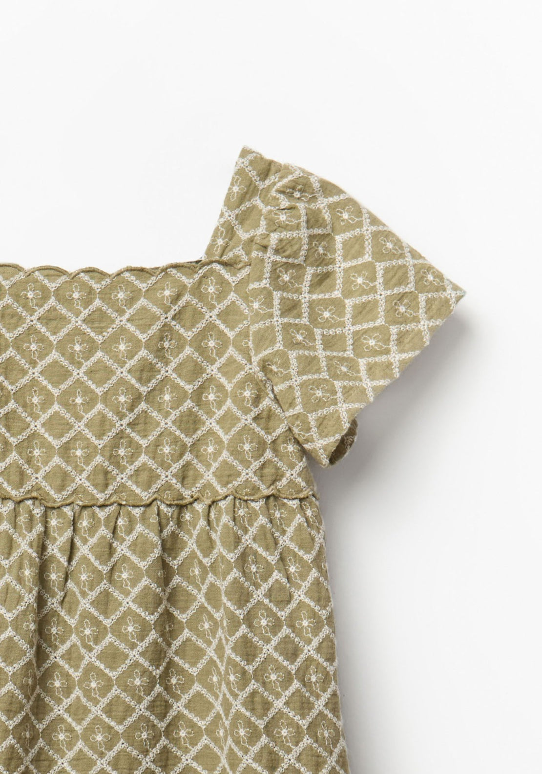 Diamond Embroidered Dress - Green
