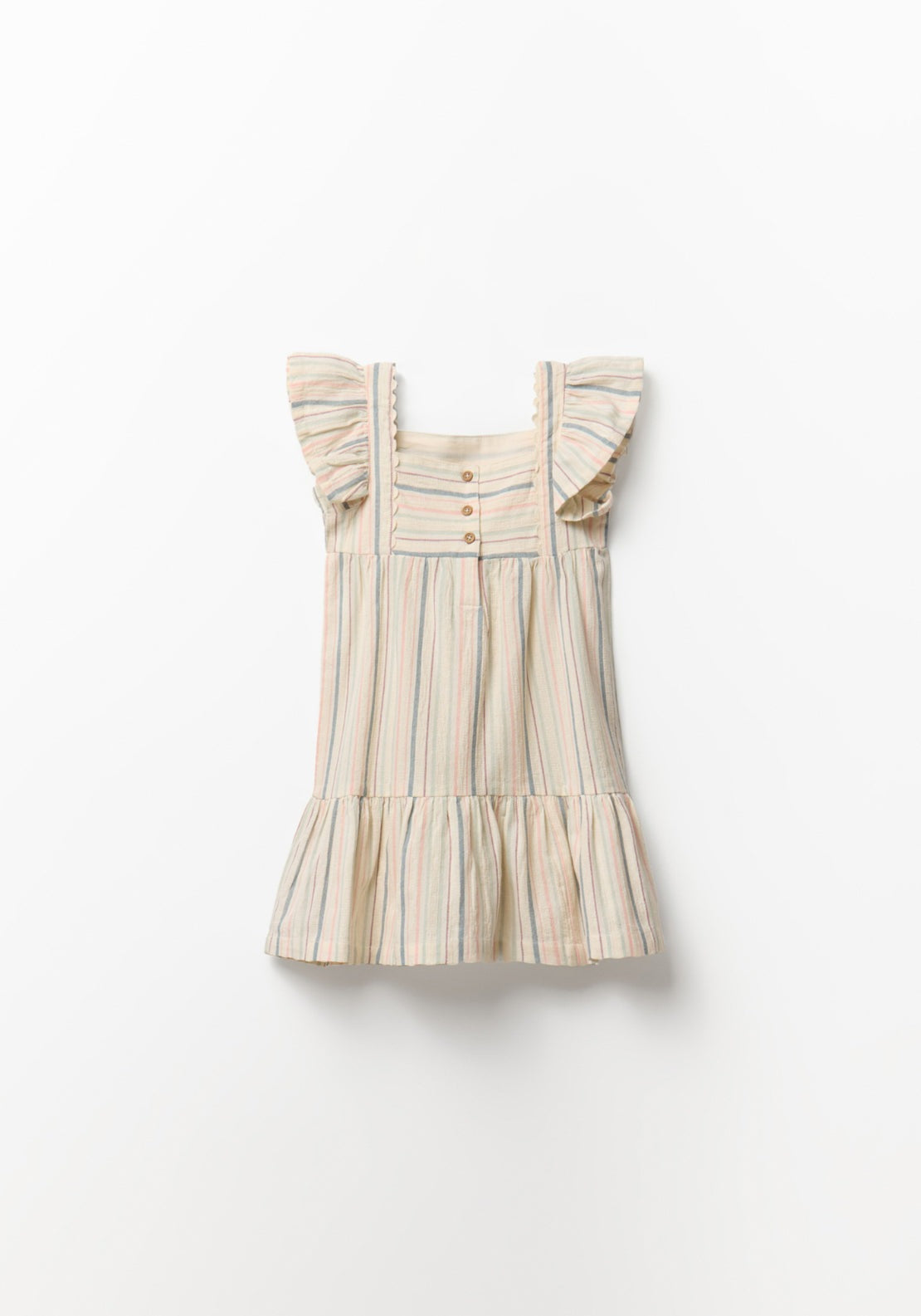 Striped Rustic Style Dress - Cream