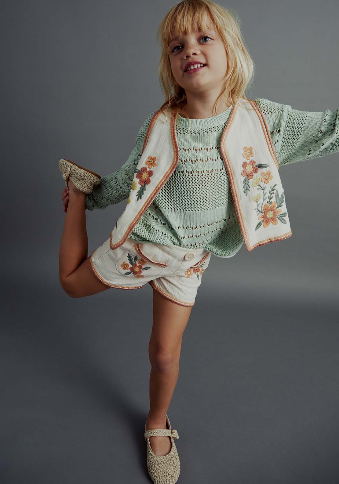 Sfera Embroidered bambula waistcoat - Ivory 3 Shaws Department Stores