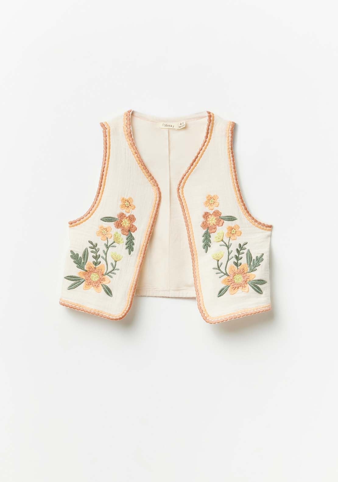 Sfera Embroidered bambula waistcoat - Ivory 5 Shaws Department Stores