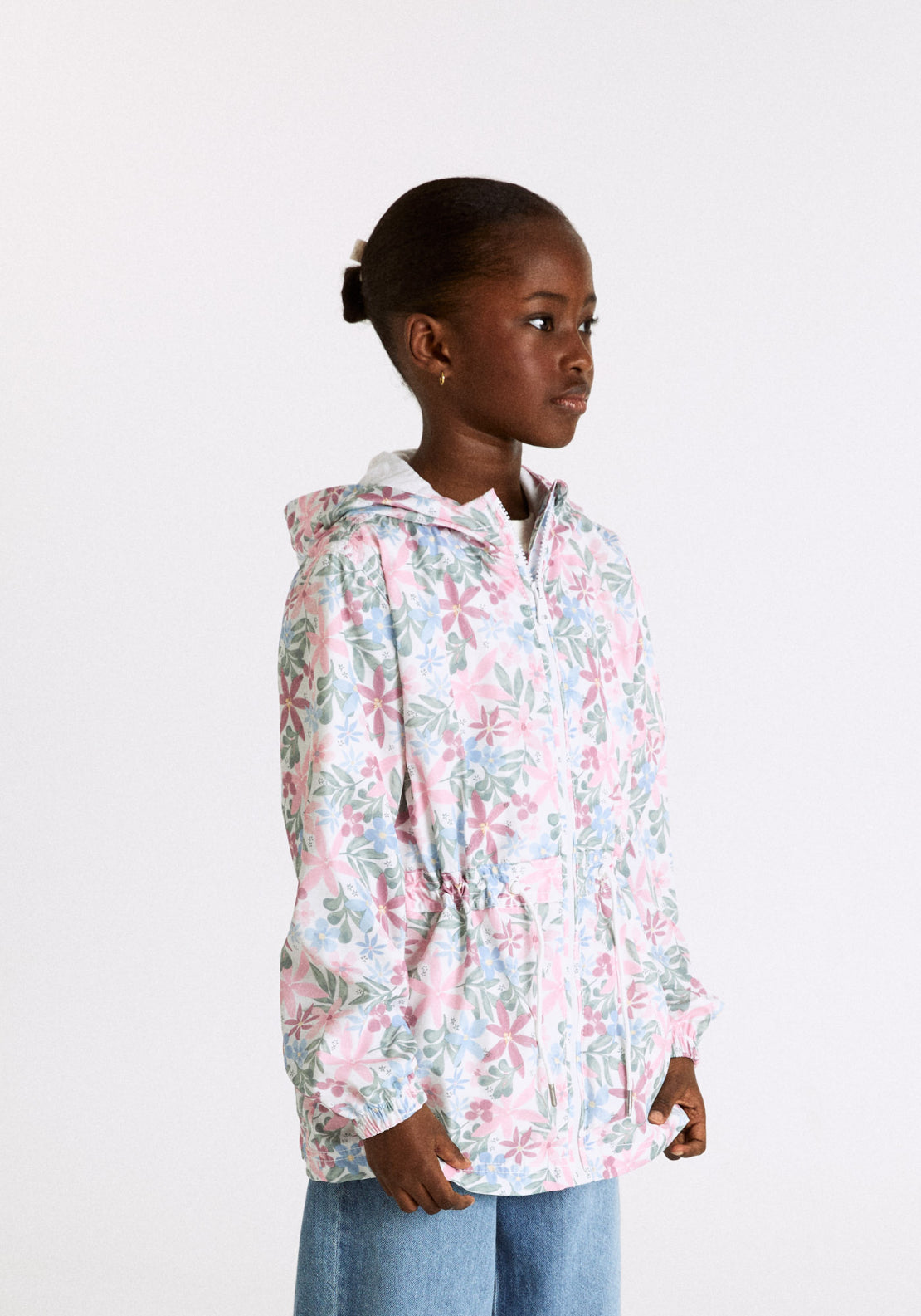 Floral Print Raincoat - Cream