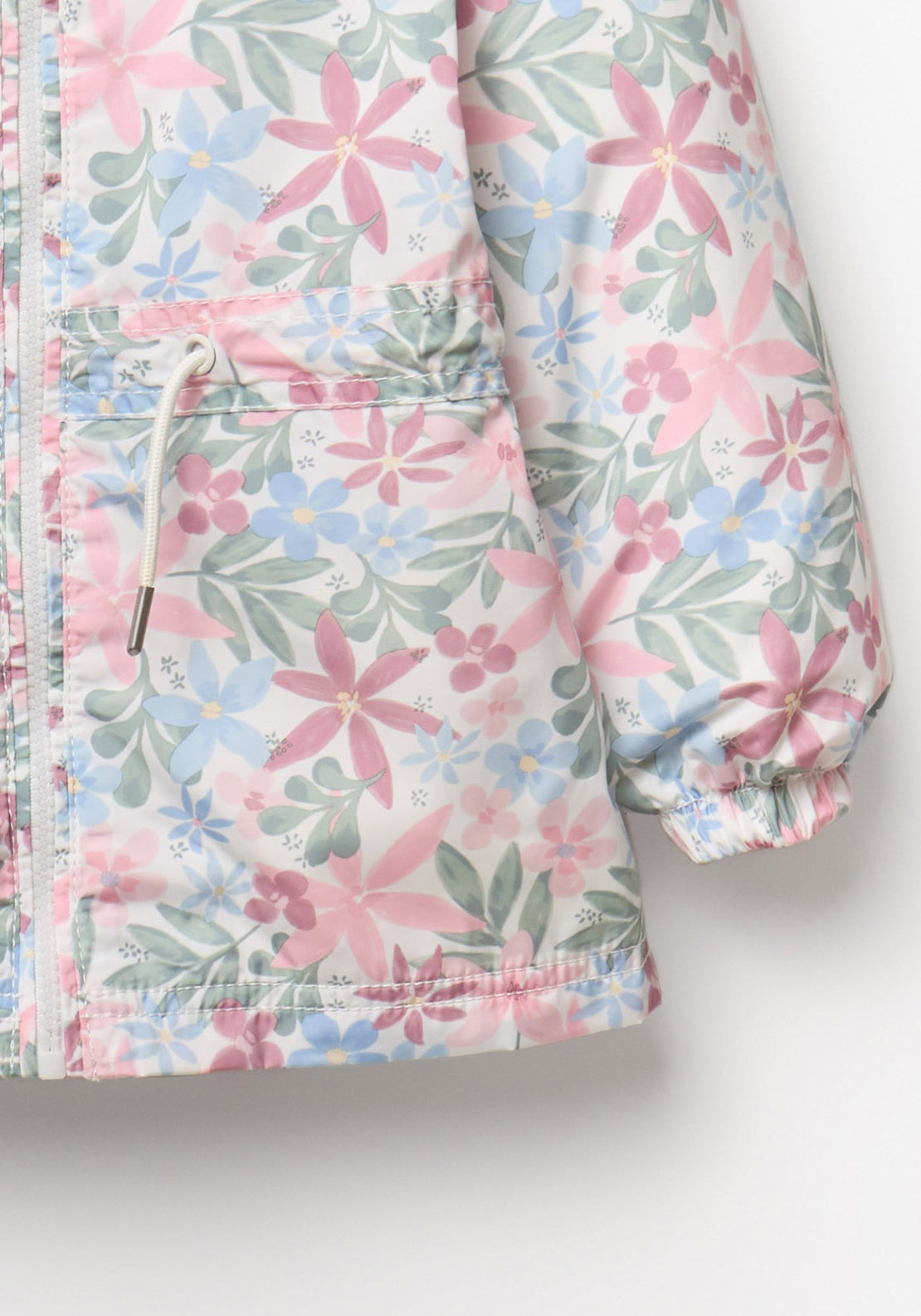 Floral Print Raincoat - Cream