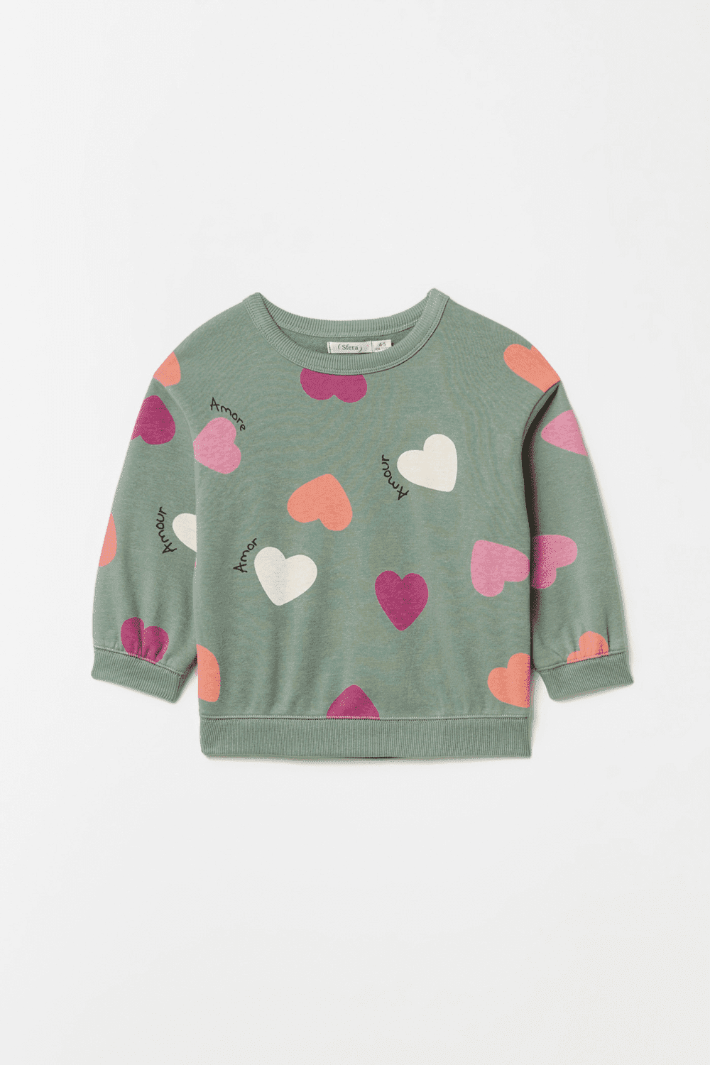 Sfera Love Heart Sweatshirt - Green 1 Shaws Department Stores