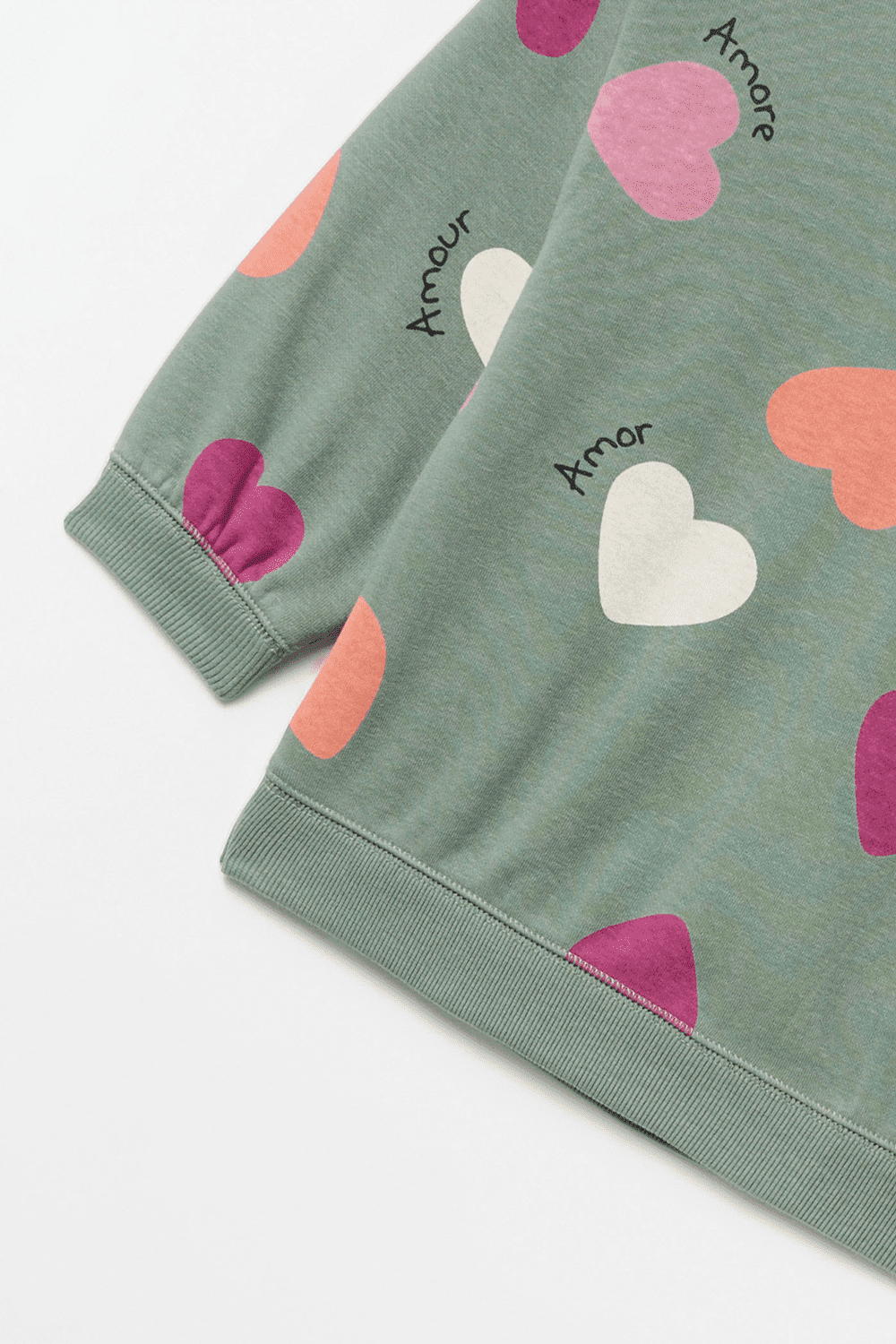 Sfera Love Heart Sweatshirt - Green 2 Shaws Department Stores
