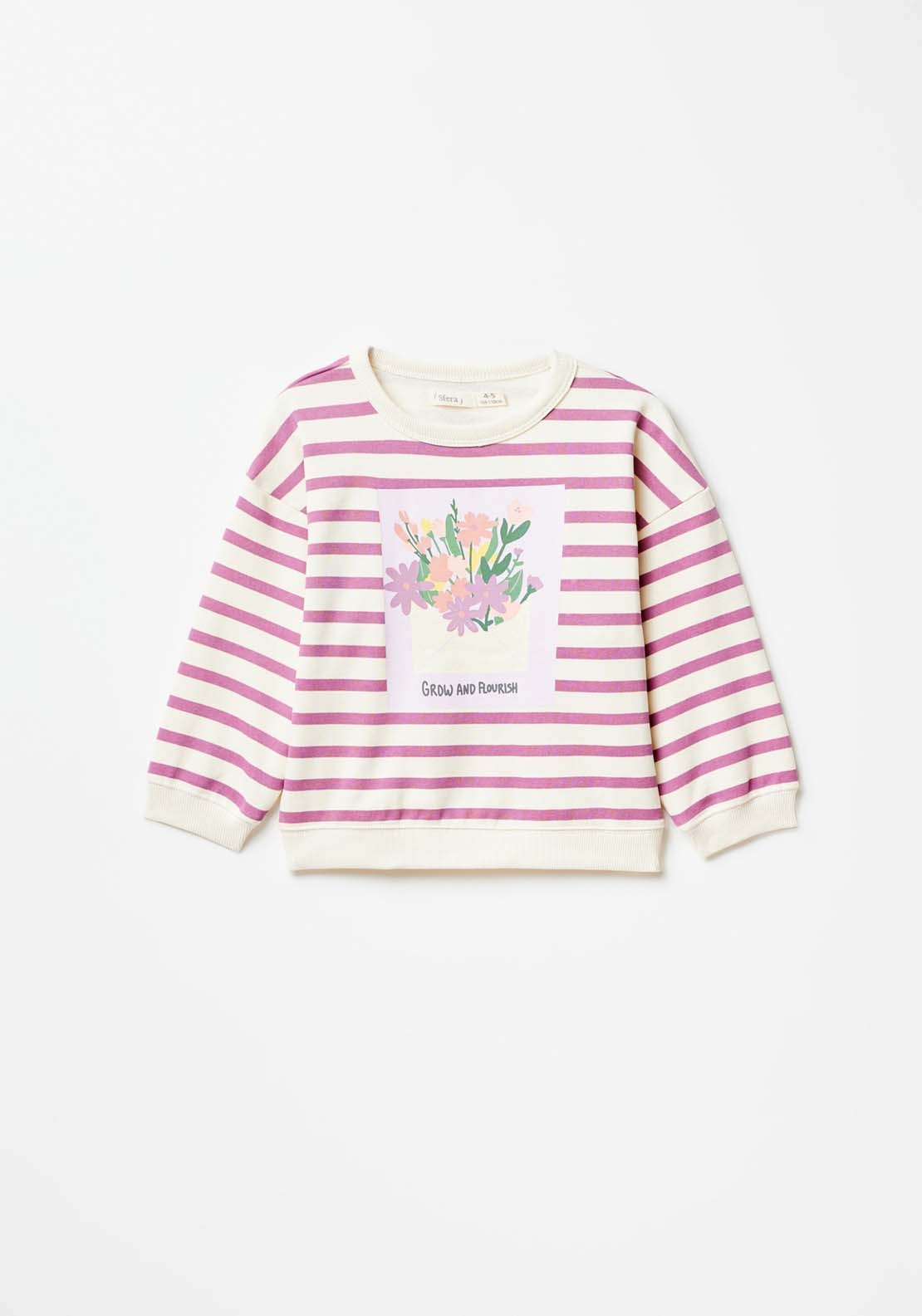 Sfera Long Sleeve Cat Striped Sweatshirt - Purple 1 Shaws Department Stores