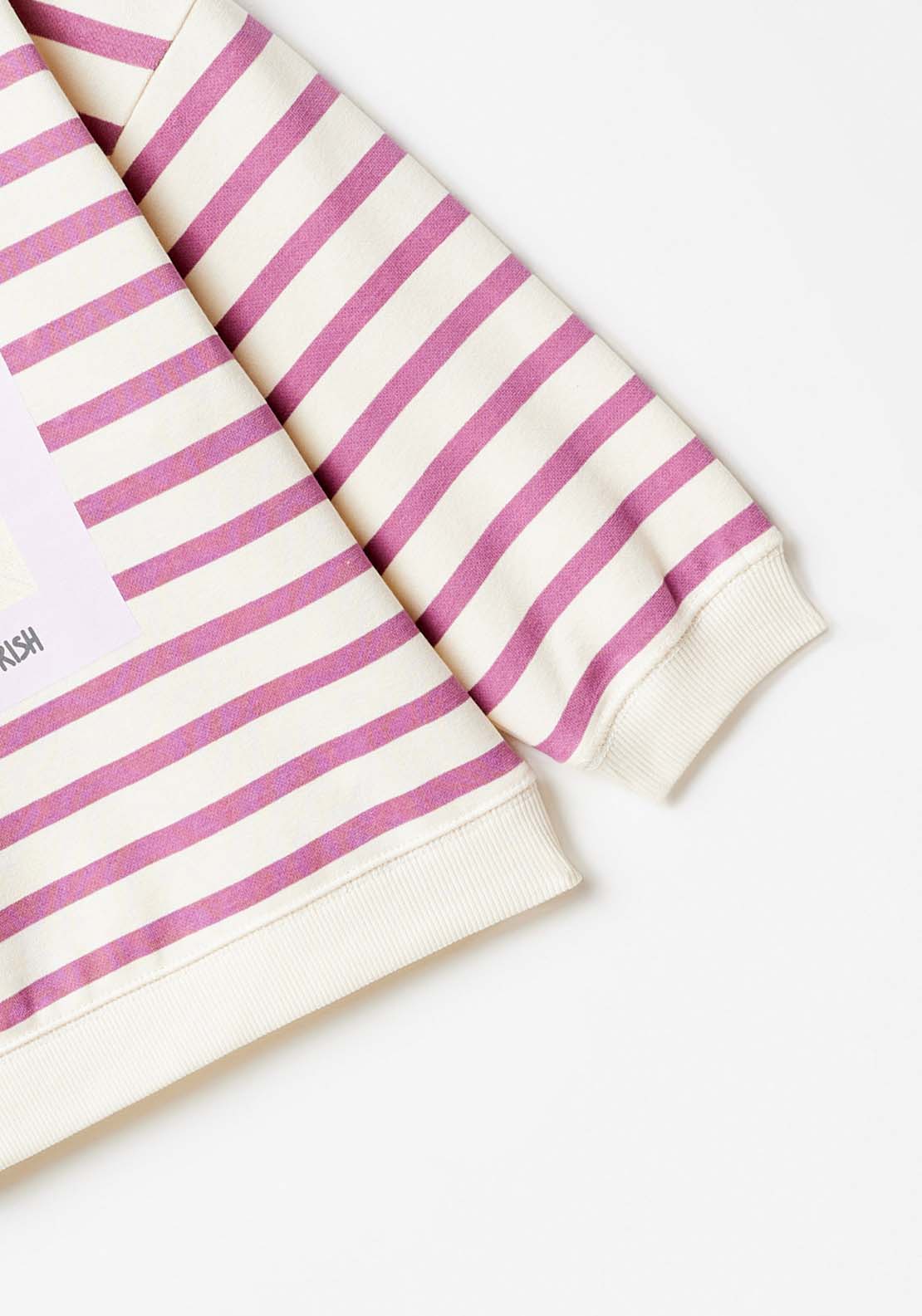 Sfera Long Sleeve Cat Striped Sweatshirt - Purple 4 Shaws Department Stores