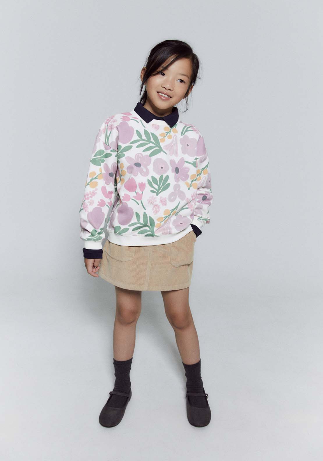 Sfera Long Sleeve Roses Sweatshirt - White 1 Shaws Department Stores