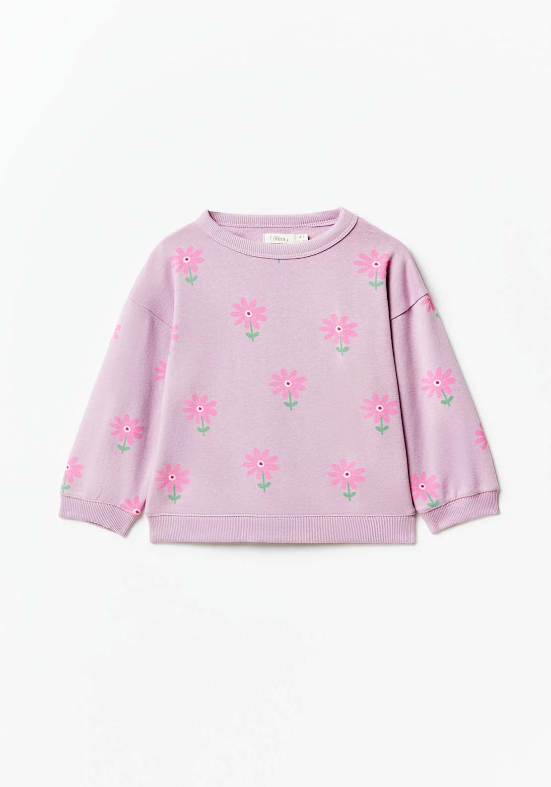 Sfera Long Sleeve Floral Sweatshirt - Purple Light 1 Shaws Department Stores