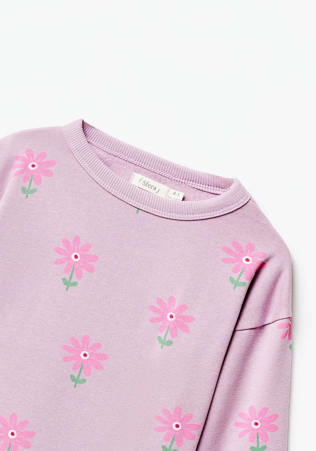 Sfera Long Sleeve Floral Sweatshirt - Purple Light 2 Shaws Department Stores