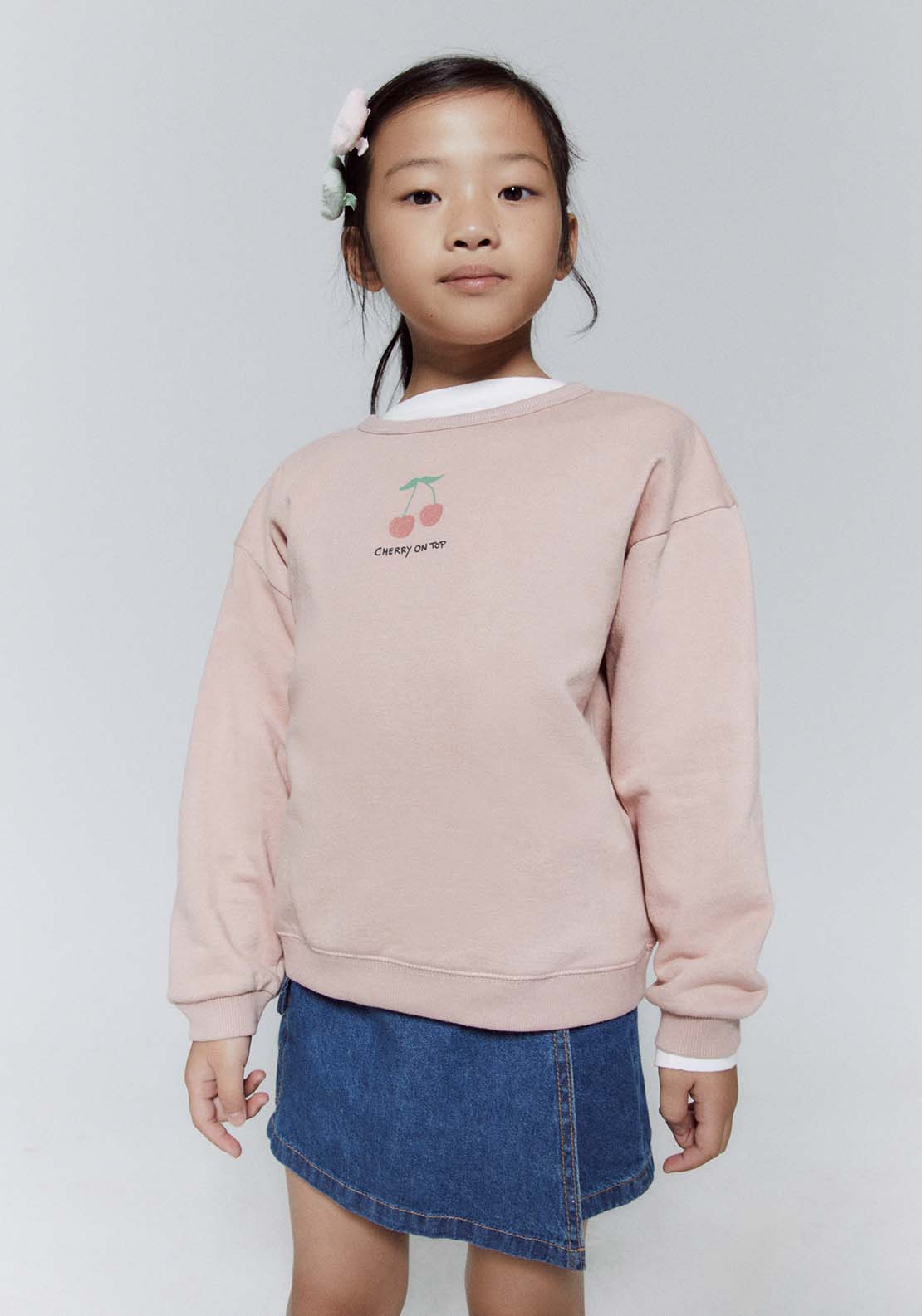 Sfera Long Sleeve Cherry Sweatshirt - Pink Light 1 Shaws Department Stores