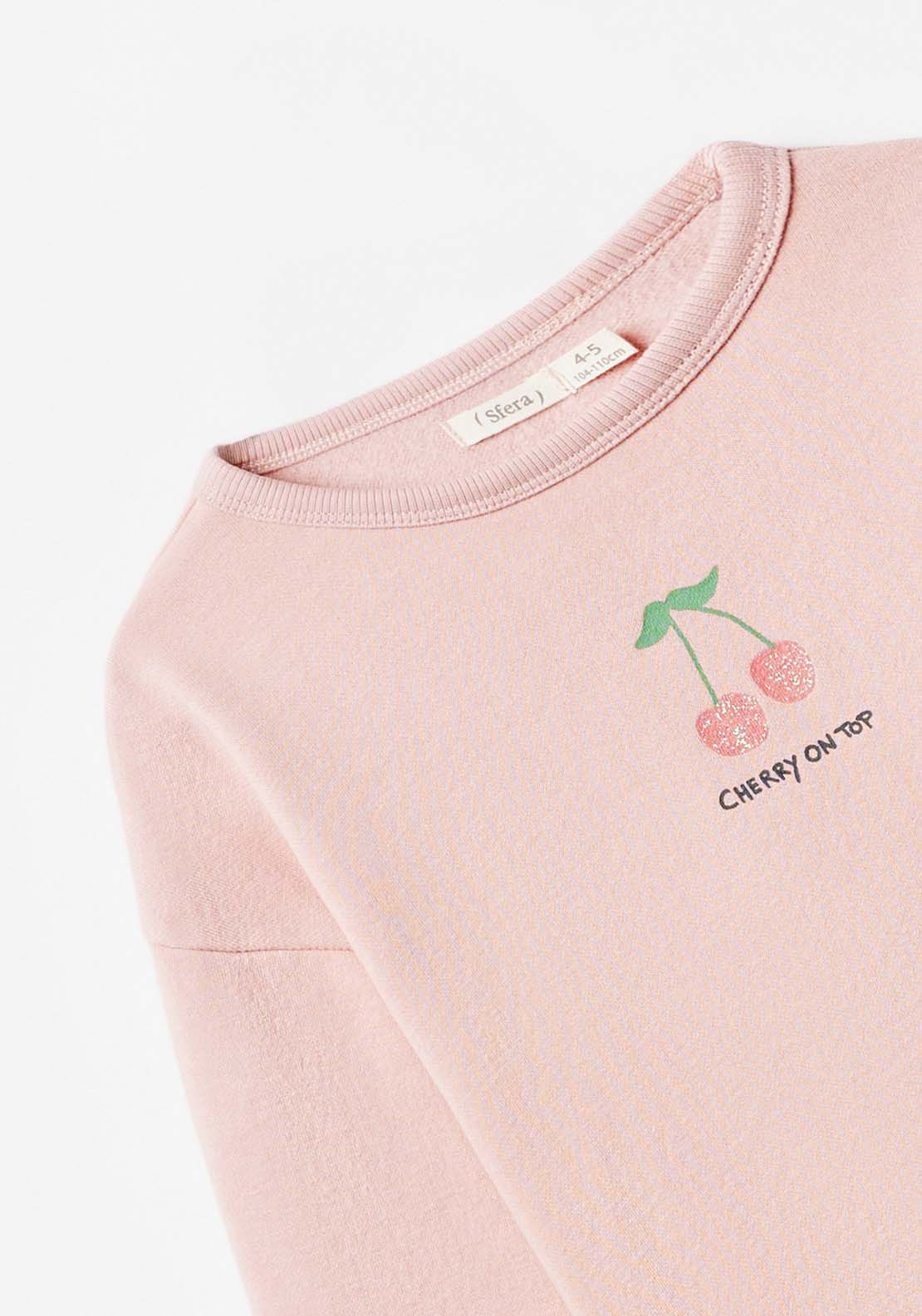 Sfera Long Sleeve Cherry Sweatshirt - Pink Light 4 Shaws Department Stores