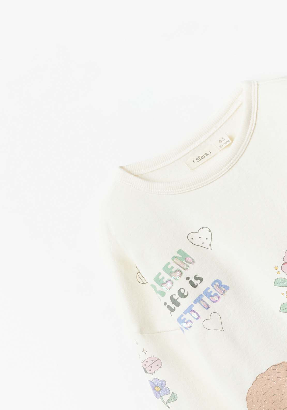 Sfera Long Sleeve Multi Print Sweatshirt - White 2 Shaws Department Stores