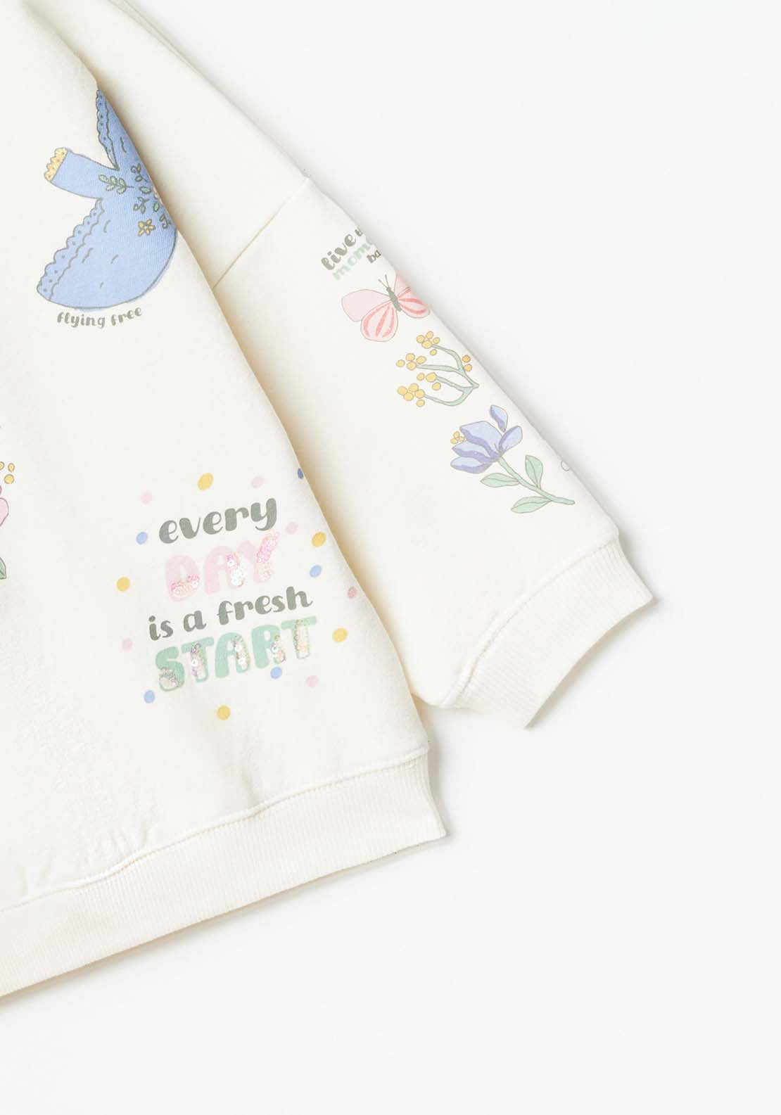 Sfera Long Sleeve Multi Print Sweatshirt - White 3 Shaws Department Stores