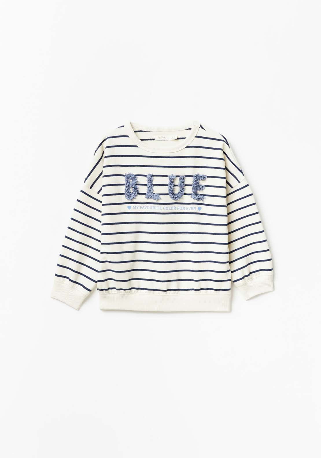 Sfera Long Sleeve Striped Blue Sweatshirt - White 2 Shaws Department Stores