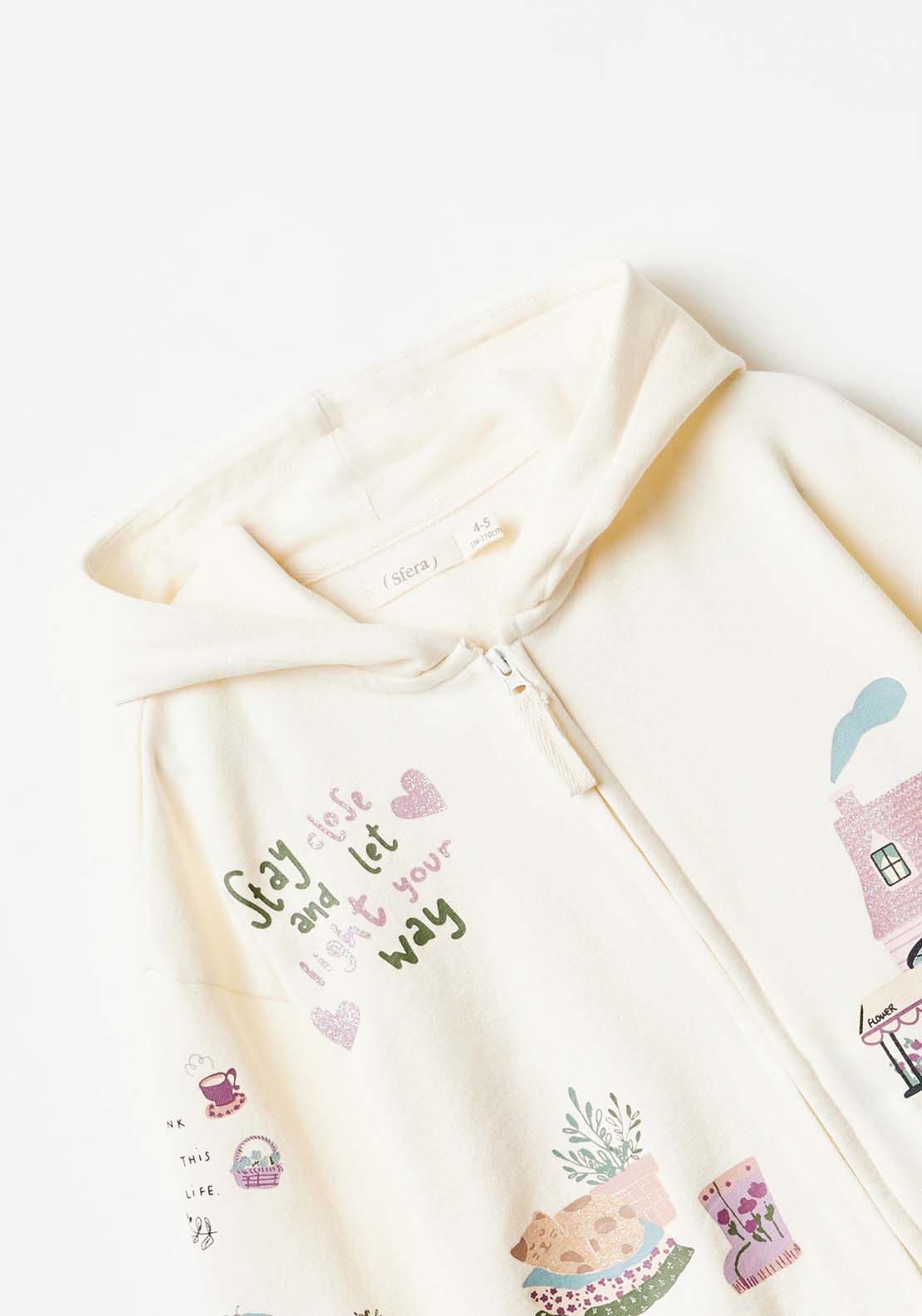 Sfera Long Sleeve House Sweatshirt With Zip - White 5 Shaws Department Stores