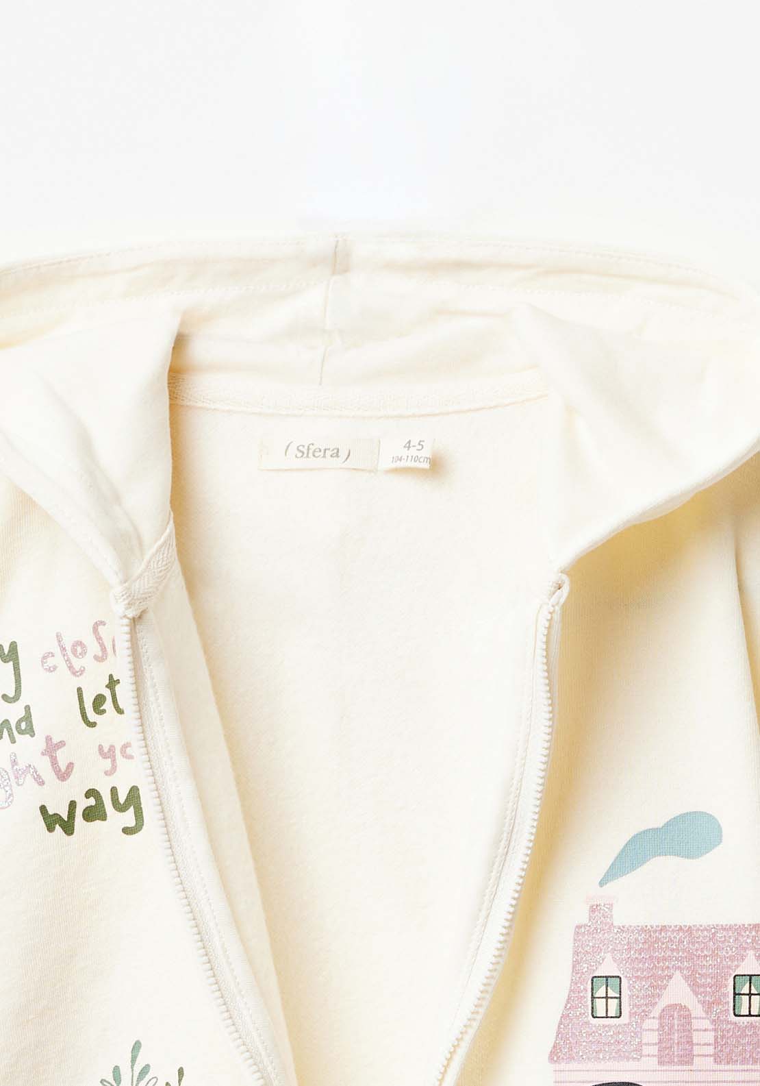 Sfera Long Sleeve House Sweatshirt With Zip - White 3 Shaws Department Stores