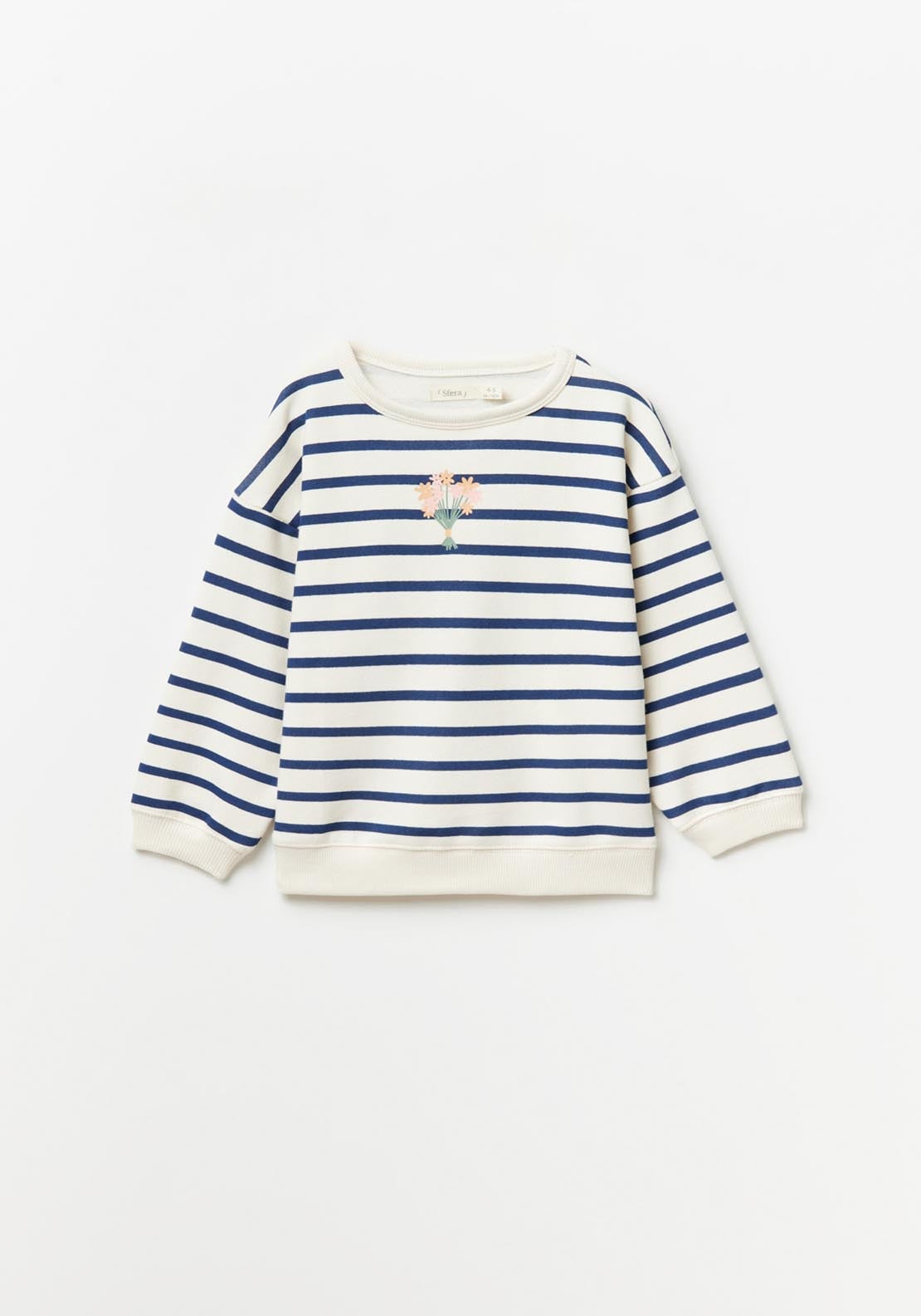Sfera Printed Striped Sweatshirt - Ecru 1 Shaws Department Stores