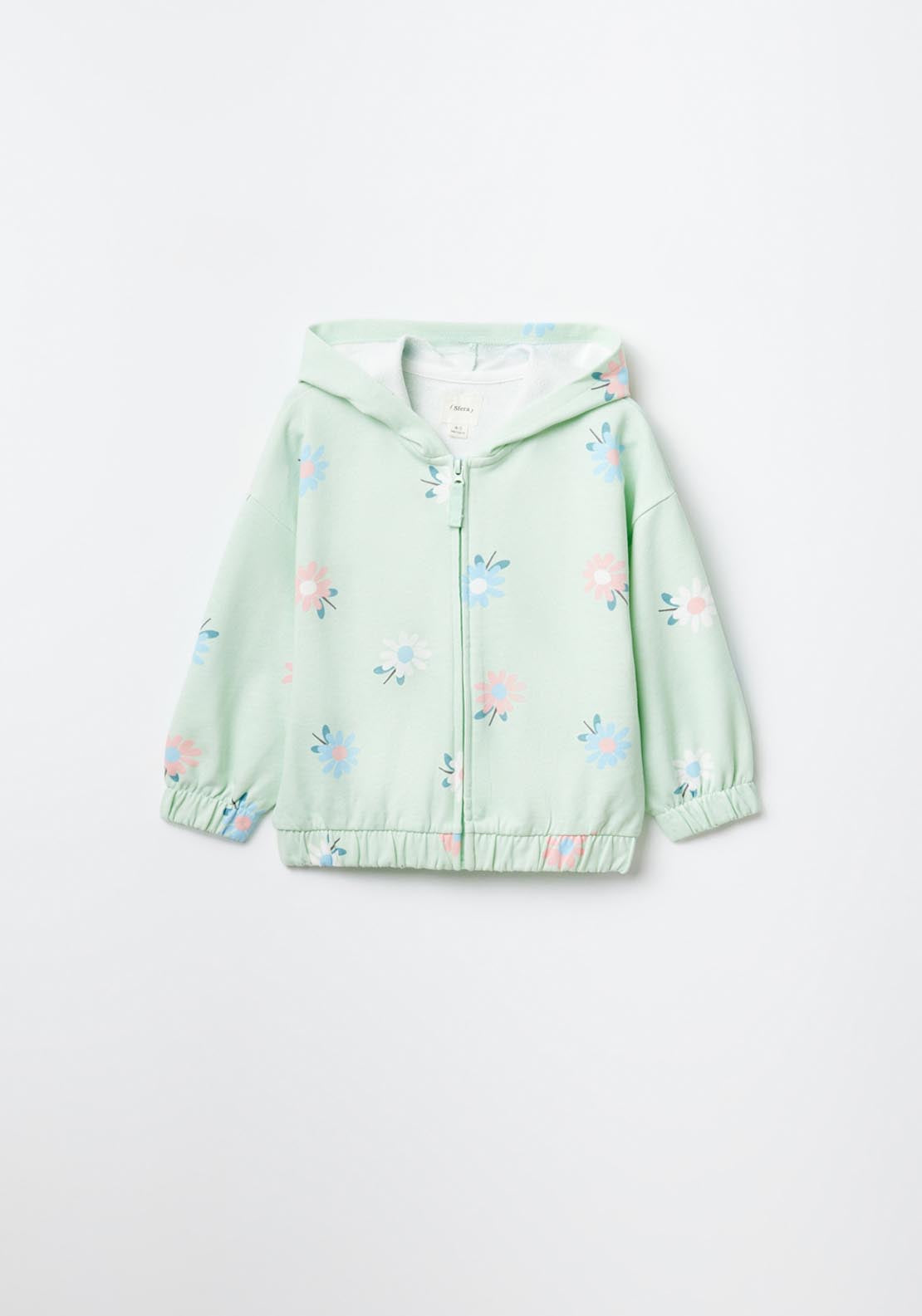 Sfera Zip Flower Print Hoodie - Green 8 Shaws Department Stores