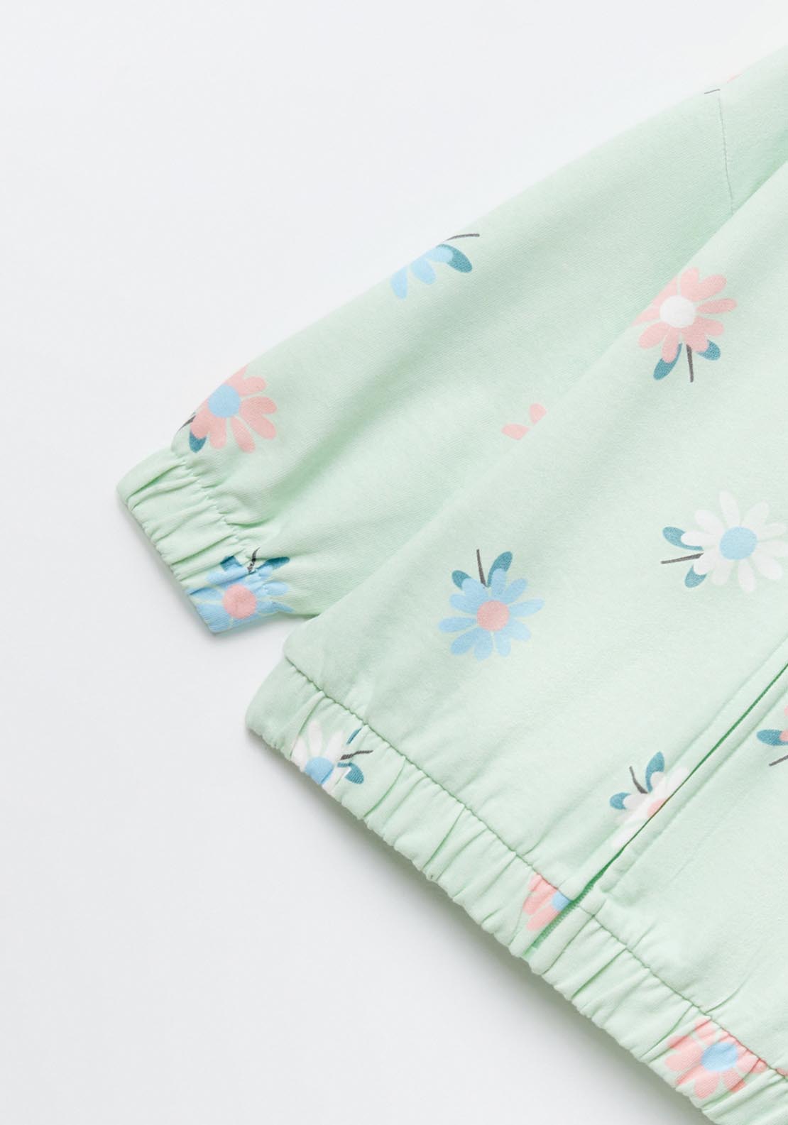Sfera Zip Flower Print Hoodie - Green 2 Shaws Department Stores